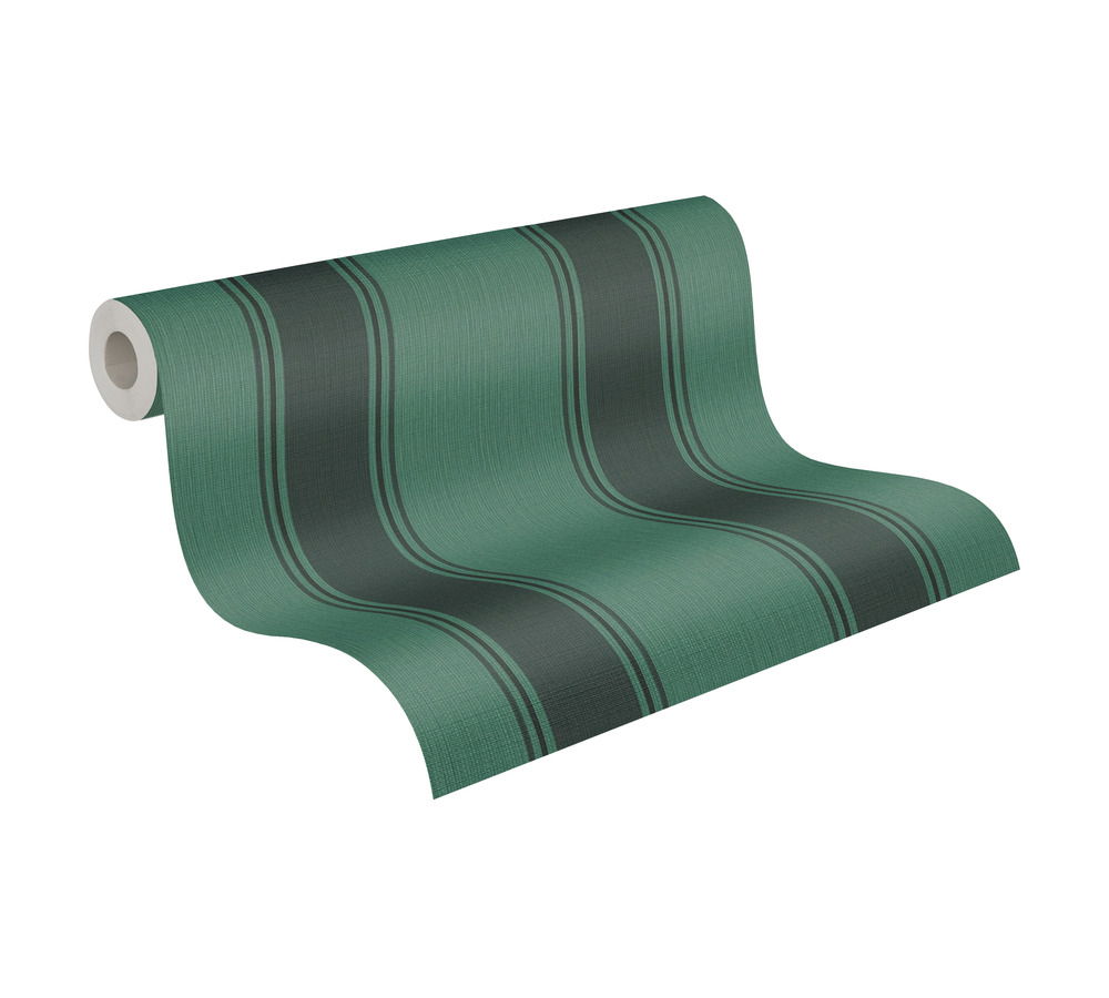 Papier peint Rayures Rétro vert sapin - Metropolis Michalsky 6 de Livingwalls ROLL | Réf. AS-399834