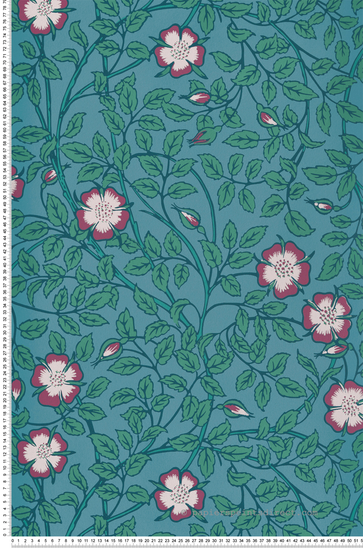 Papier peint Fleurs Briar Rose Marine Blue - National Trust Papers 3 de Little Greene | Réf. 0263BRMARIN