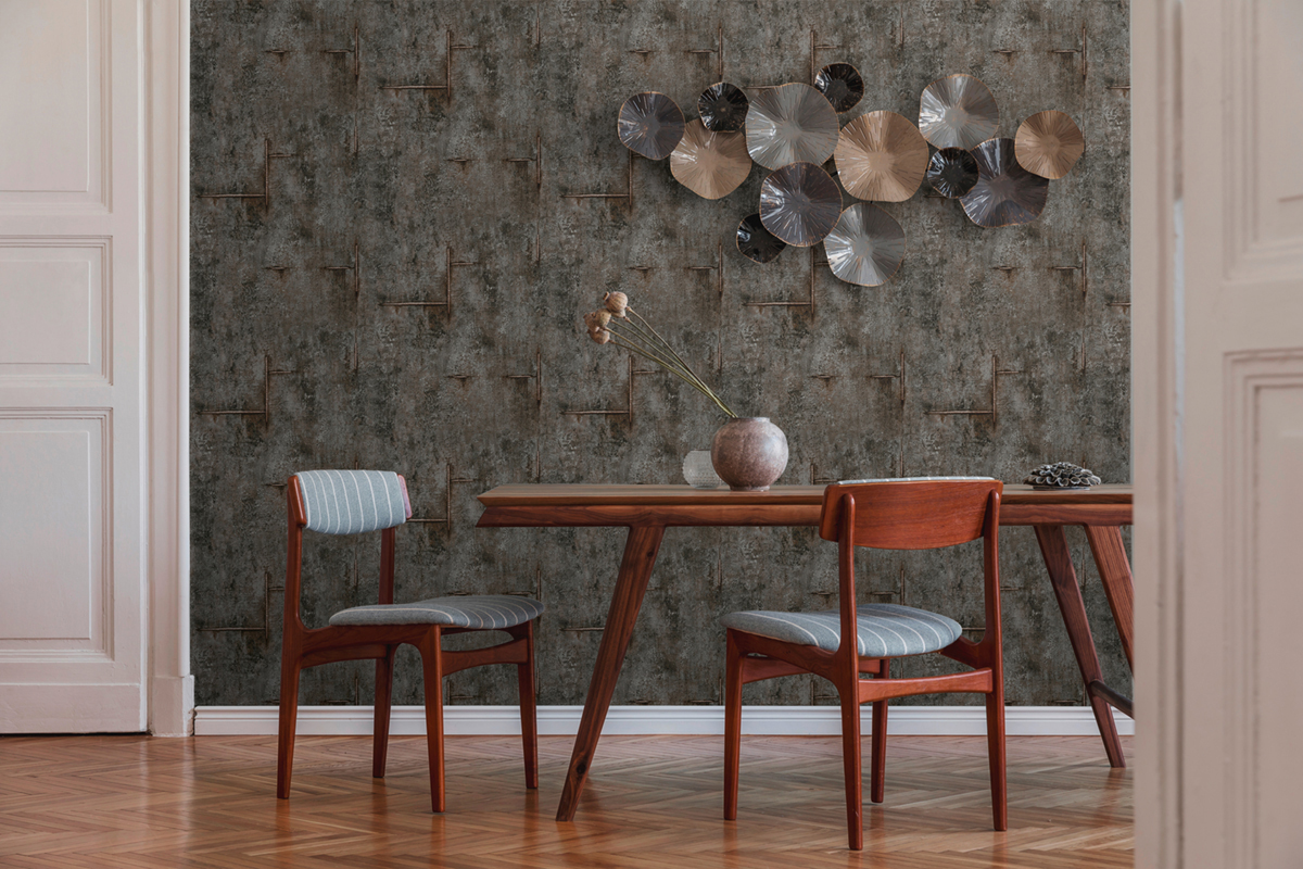 Papier peint Béton Graphite Groove anthracite - Cosmoliving d'A.S. Création AMB3 | Réf. AS-790855