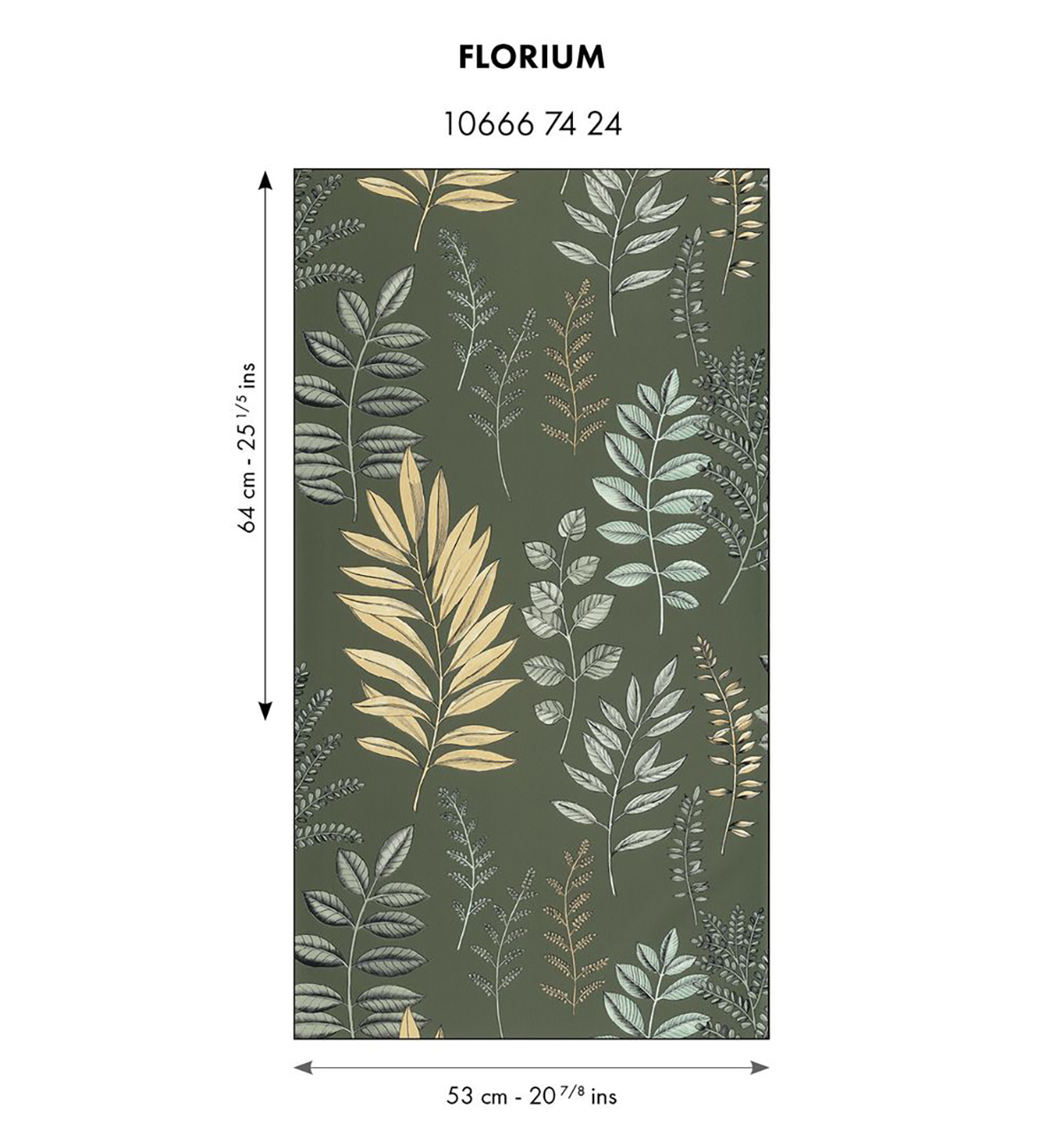 Papier peint Végétaux Florium vert anglais - Art of Botany de Casélio AMBR | Réf. AOB106667424