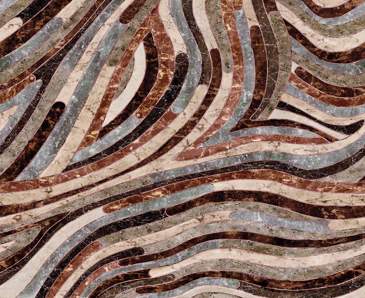 Papier peint panoramique Marbre Serpentine marron - A, B et C H260 - Rock de Masureel | Réf. MAS-DGROC204X-260