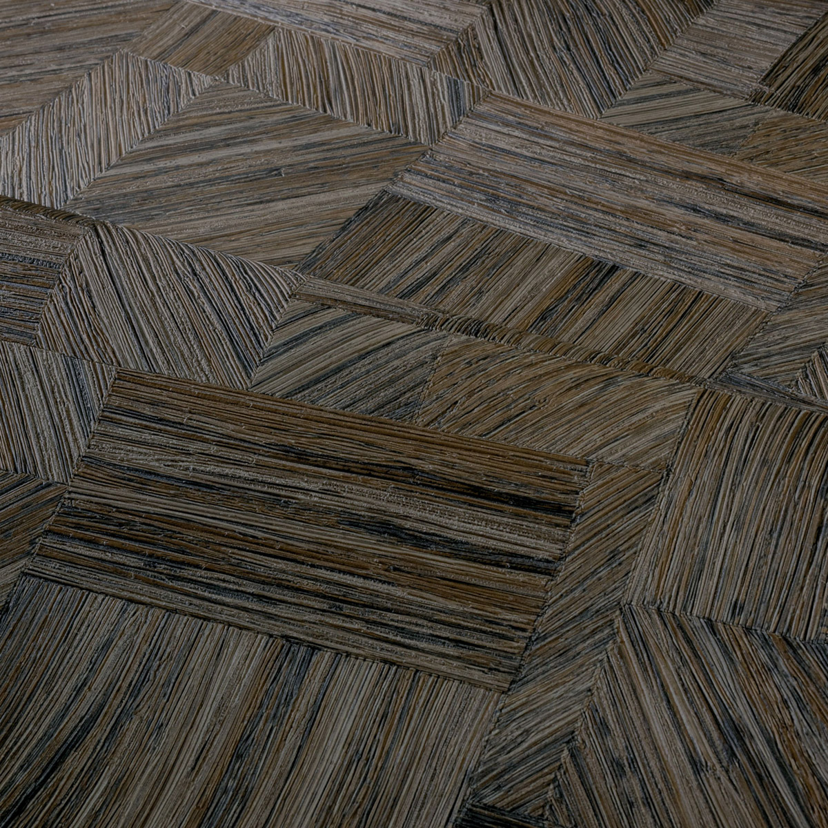 Papier peint Marqueterie Paille Imbrication ébène - Nature sur Mesure de Casamance | Réf. CAS-76892344