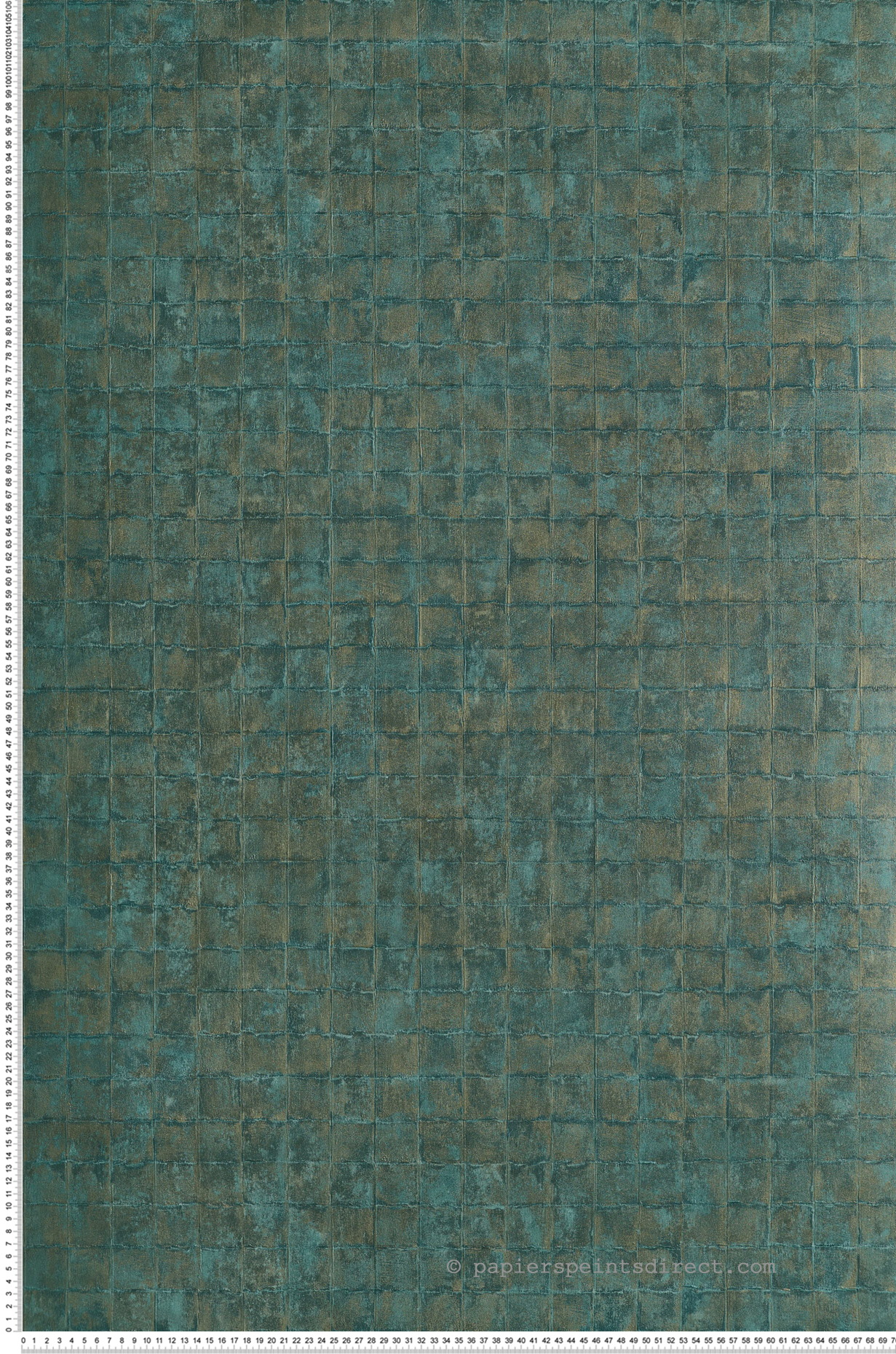 Papier peint Carreaux Faenza émeraude doré - Cérame de Casamance | Réf. CAS-76080712