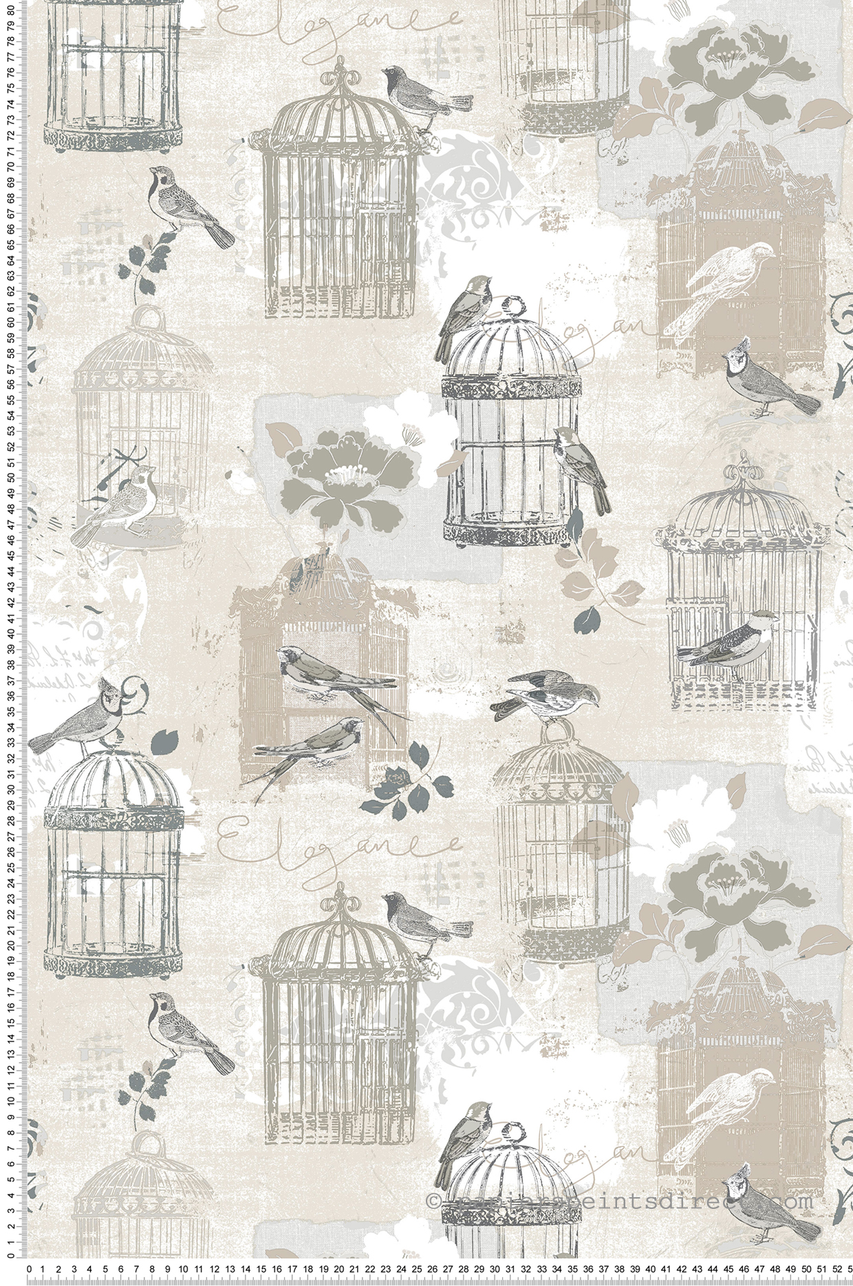 Papier peint Cage à oiseaux gris beige - Style Cuisine 3 de Lutèce | Réf. LTC-KE29946