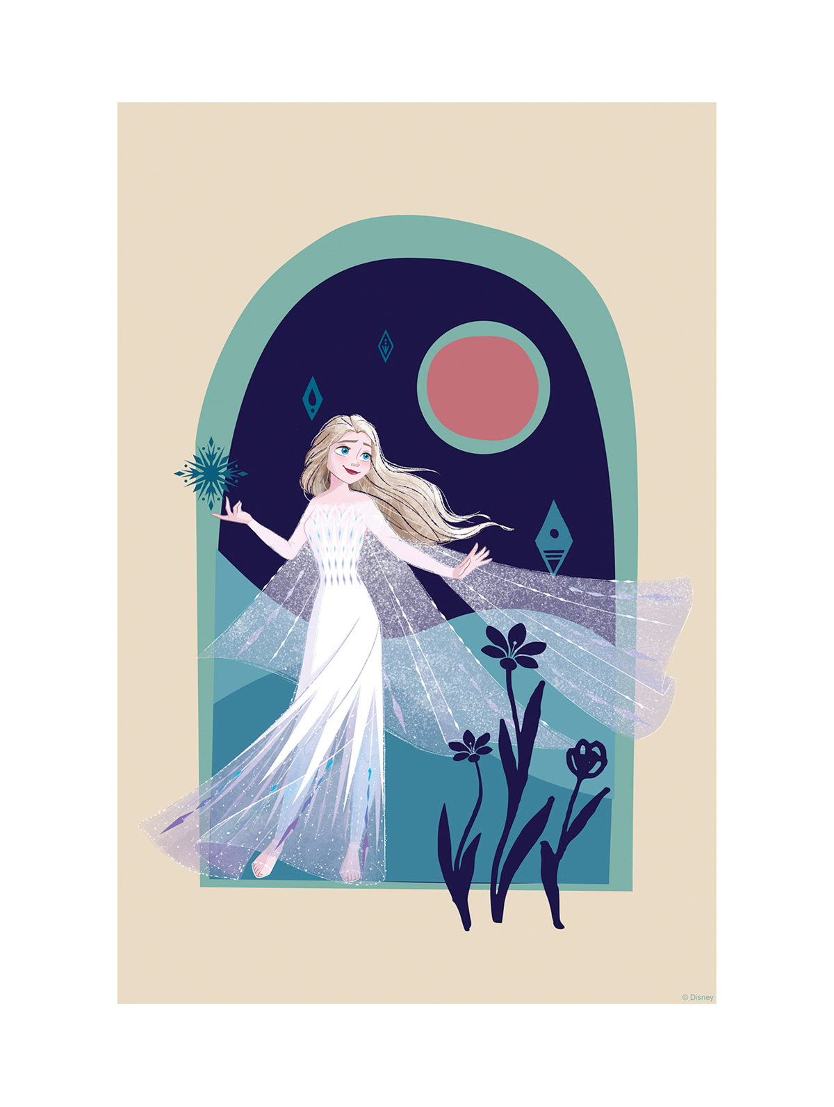 Affiche enfant Elsa Reine des Neiges Disney - Affiche décorative Komar Into Wonderland