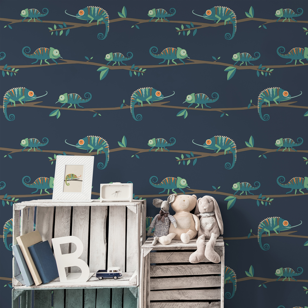 Papier peint Kaméléon Nature bleu - Imagine de Lutèce AMB2 | Réf. LTC-DL27560