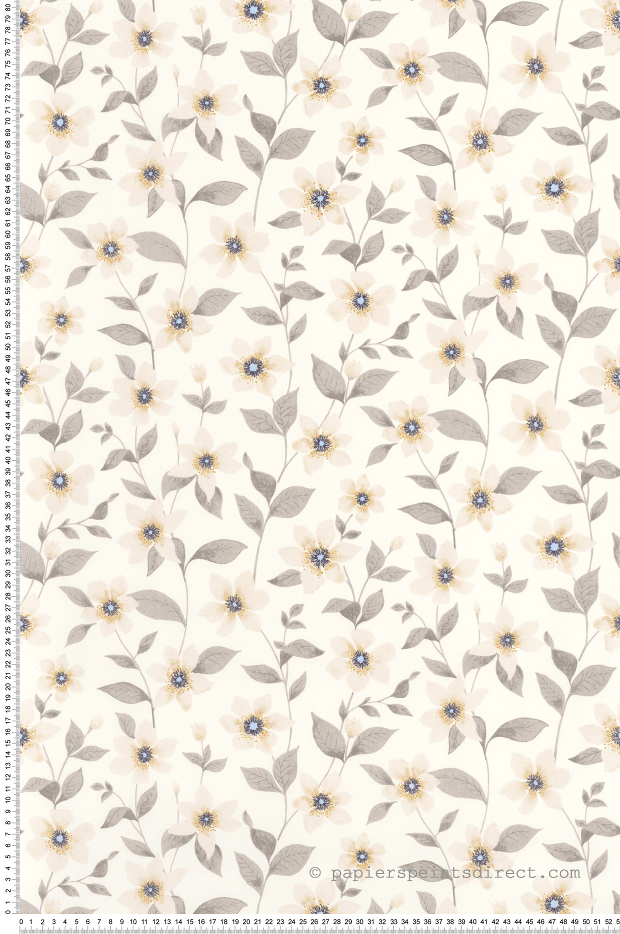 Papier peint Fleurs Clématites beige gris - Gardens de Casadéco | Réf. GADN87641165