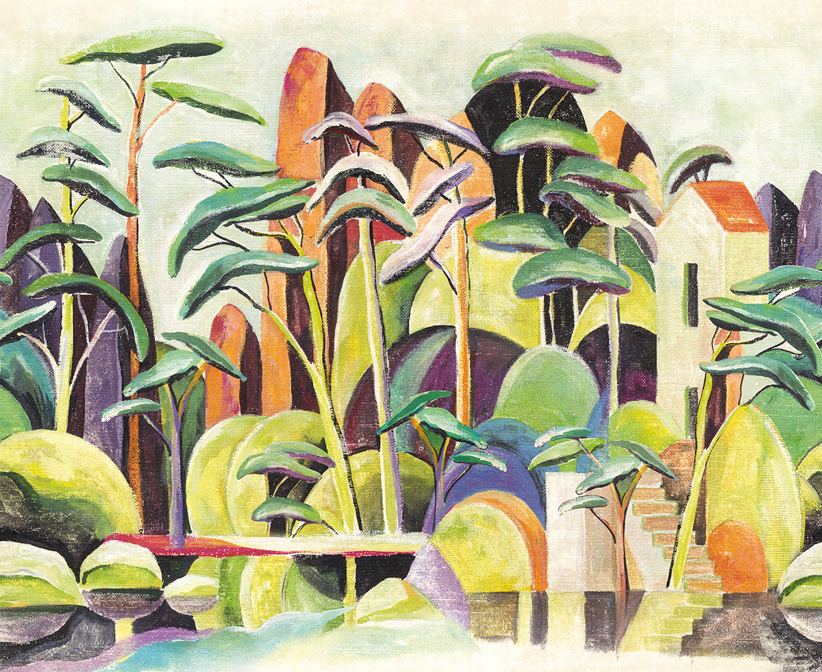 Papier peint panoramique Arbre Stylisé Cerreto multicolore - A, B et C H260 - Wall Designs IV de Masureel | Réf. MAS-DG4ILA301X-260