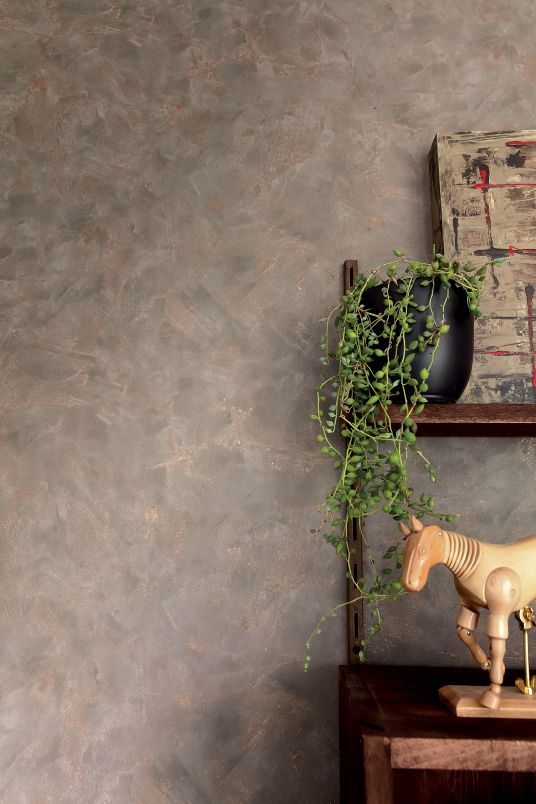 Amb 2 Papier peint Effet béton taupe cuivré - Patine de Casélio | Réf. PAI100222234