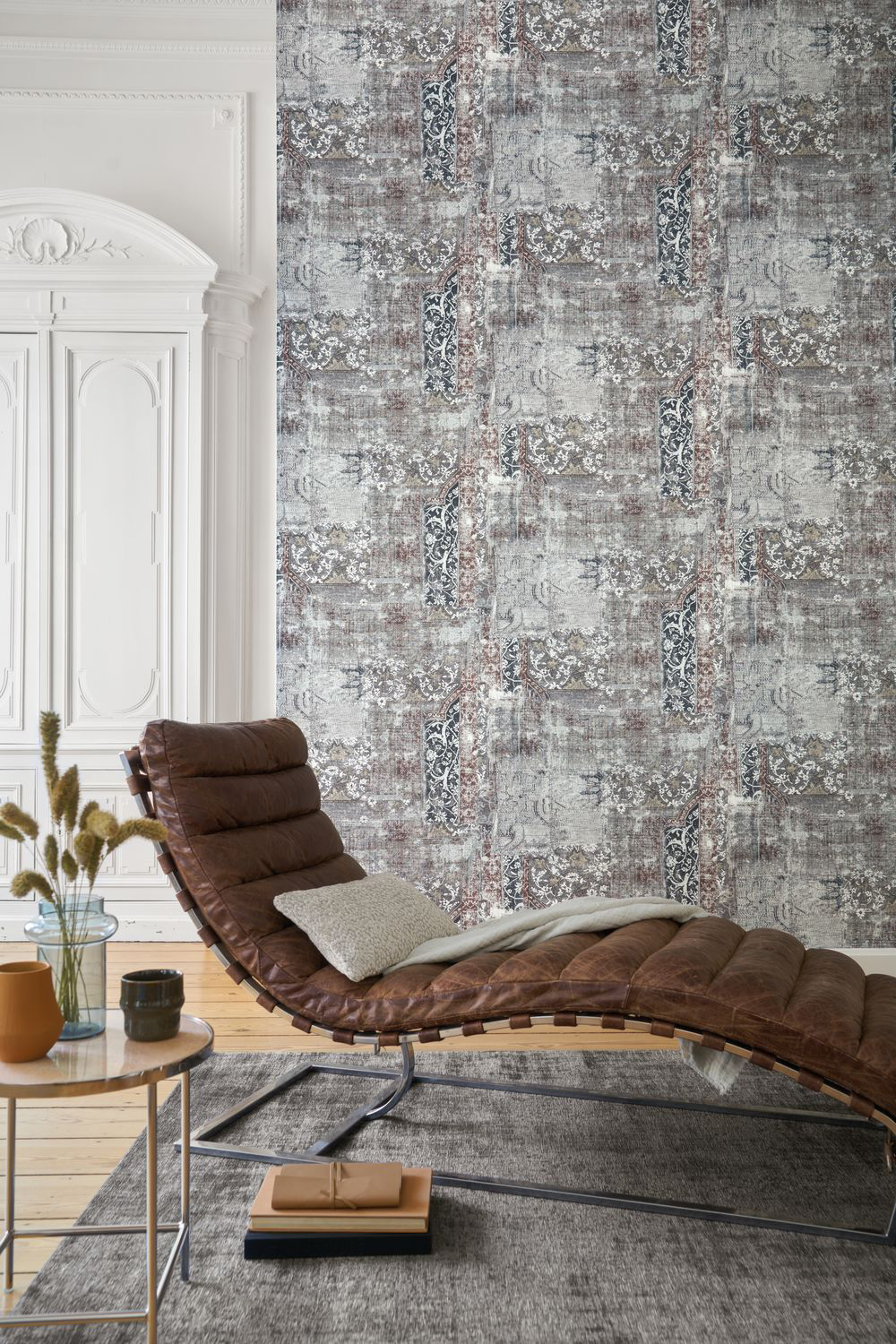 Papier peint vintage Galeecha gris anthracite - Ceylan de Casamance | Réf. CAS-74533274