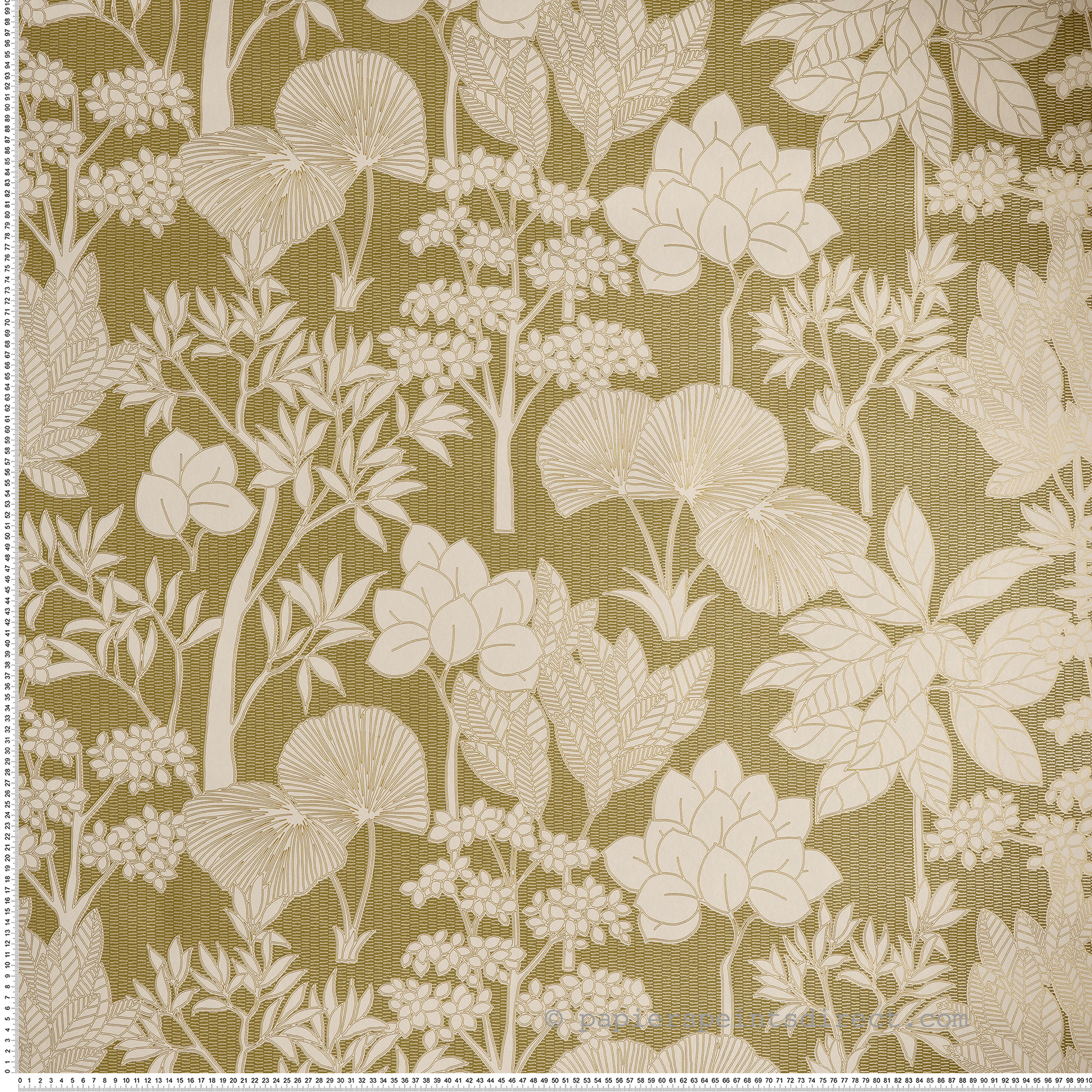 Papier peint Jardin Exotique Inara kaki doré - Tressora de Casamance | Réf. CAS-76900202