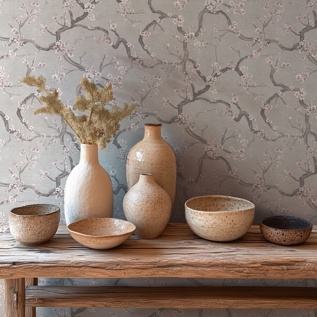 Papier peint Fleur Cerisier Métallisé gris souris argenté - Metropolitan Stories 4 Hot Spots d'A.S. Création AMB1| Réf. AS-781993