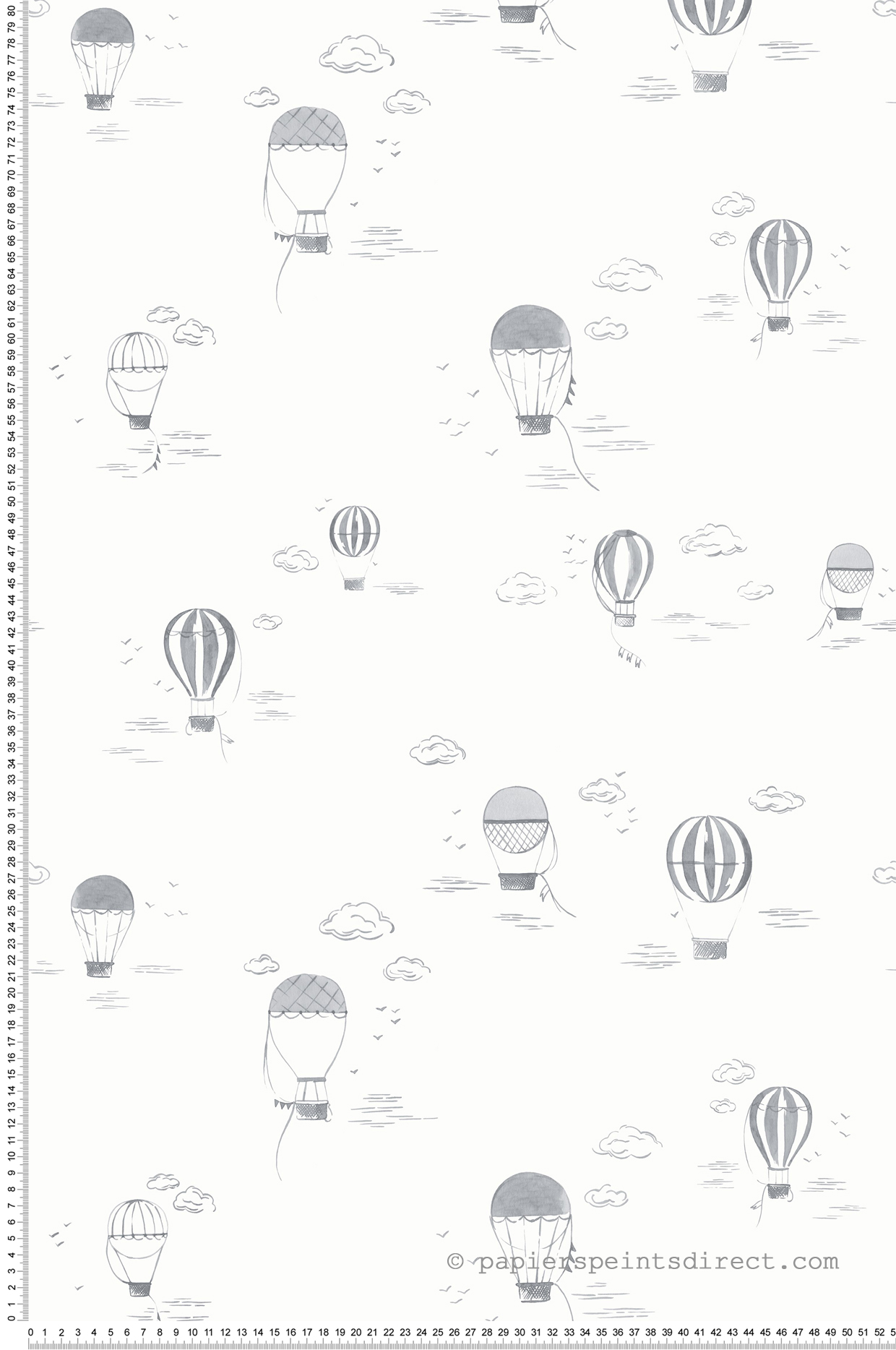 Papier peint Montgolfière Balloons in the Clouds anthracite - Once Upon A Time 2 de Casadéco | Réf. OUTD200859808