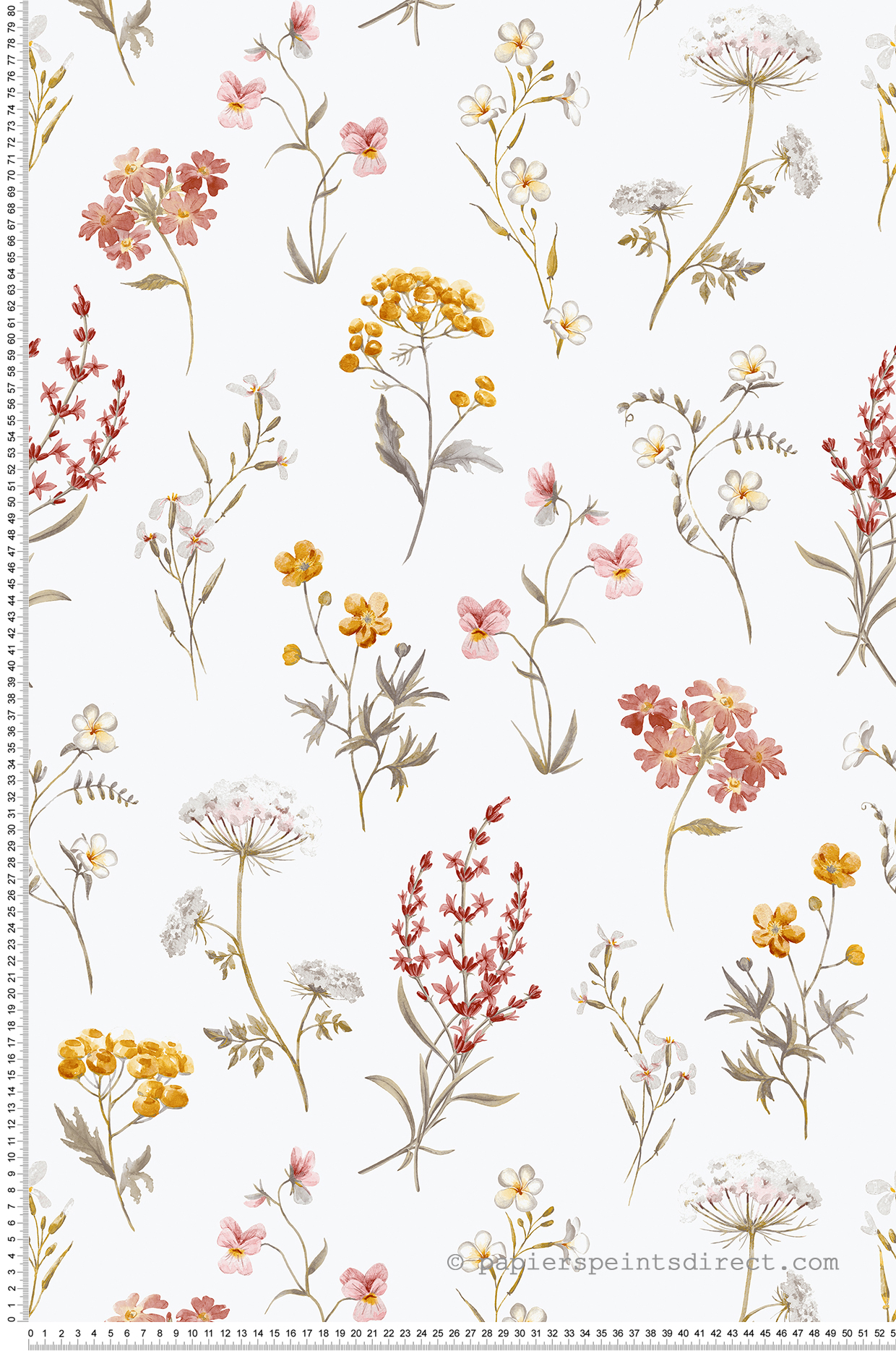 Papier peint Fleurs des Prés rouge - Romance de Lutèce | Réf. LTC-19013