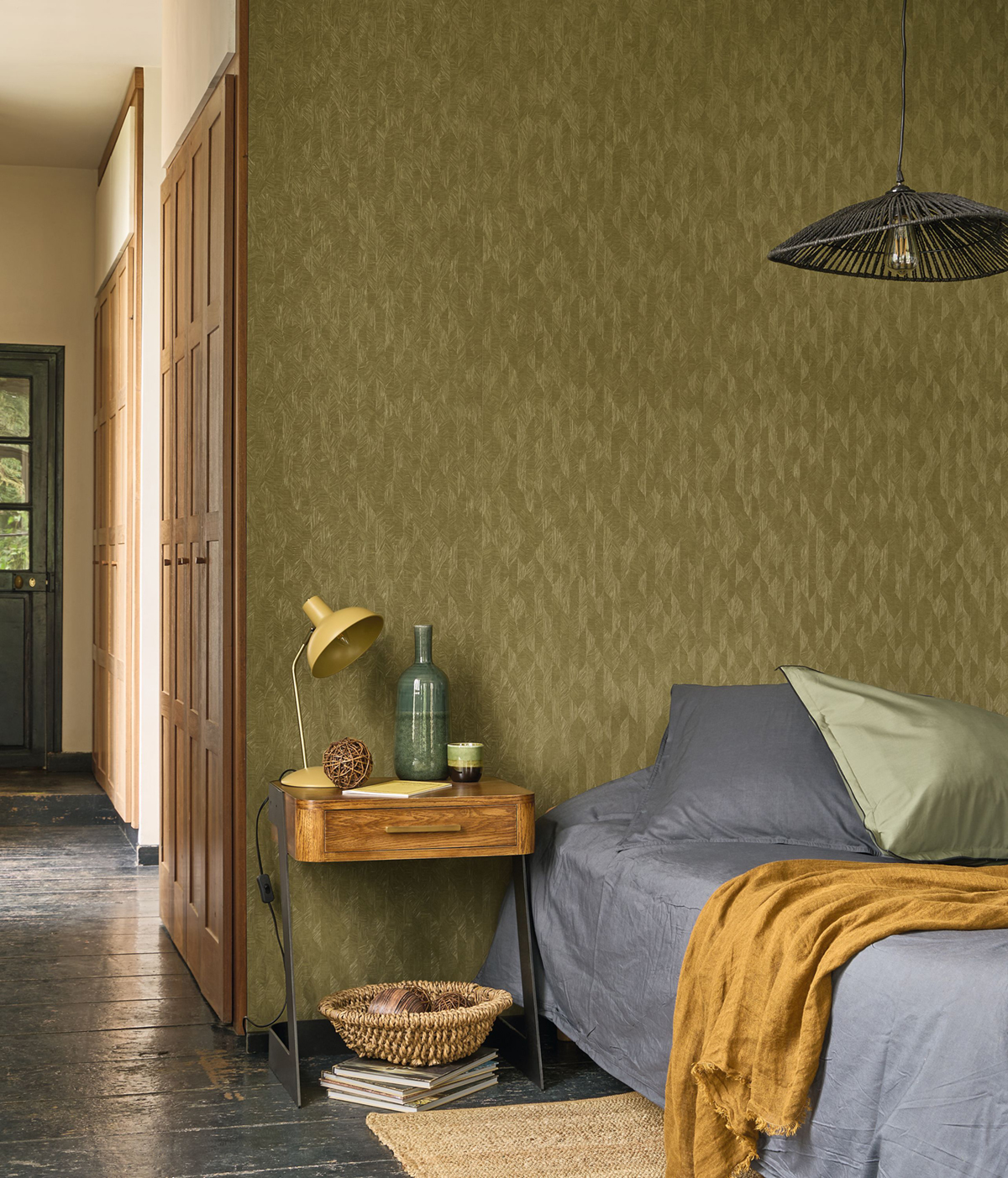 Papier peint Feuille Art Déco Tarrazu kaki - Vegetals de Casadéco | Réf. VEGE201277667