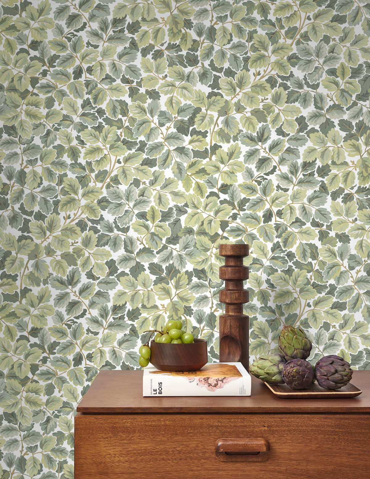 Papier peint Feuille de Chêne Regent's Park vert amande - Heritage de Casadéco | Réf. HETA201207244
