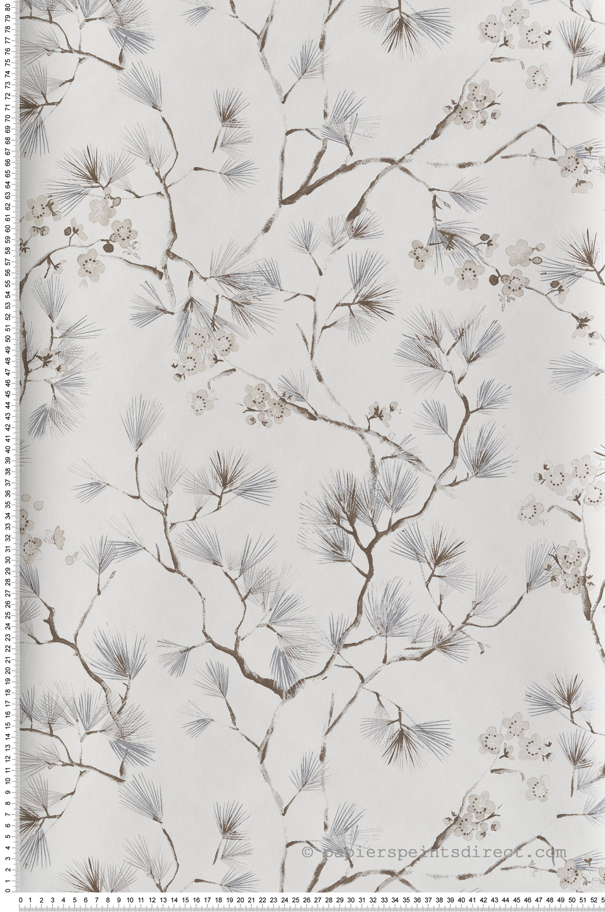Papier peint Fleurs Japonaise Haru beige argenté - Kimono de Masureel | Réf. MAS-KIM104