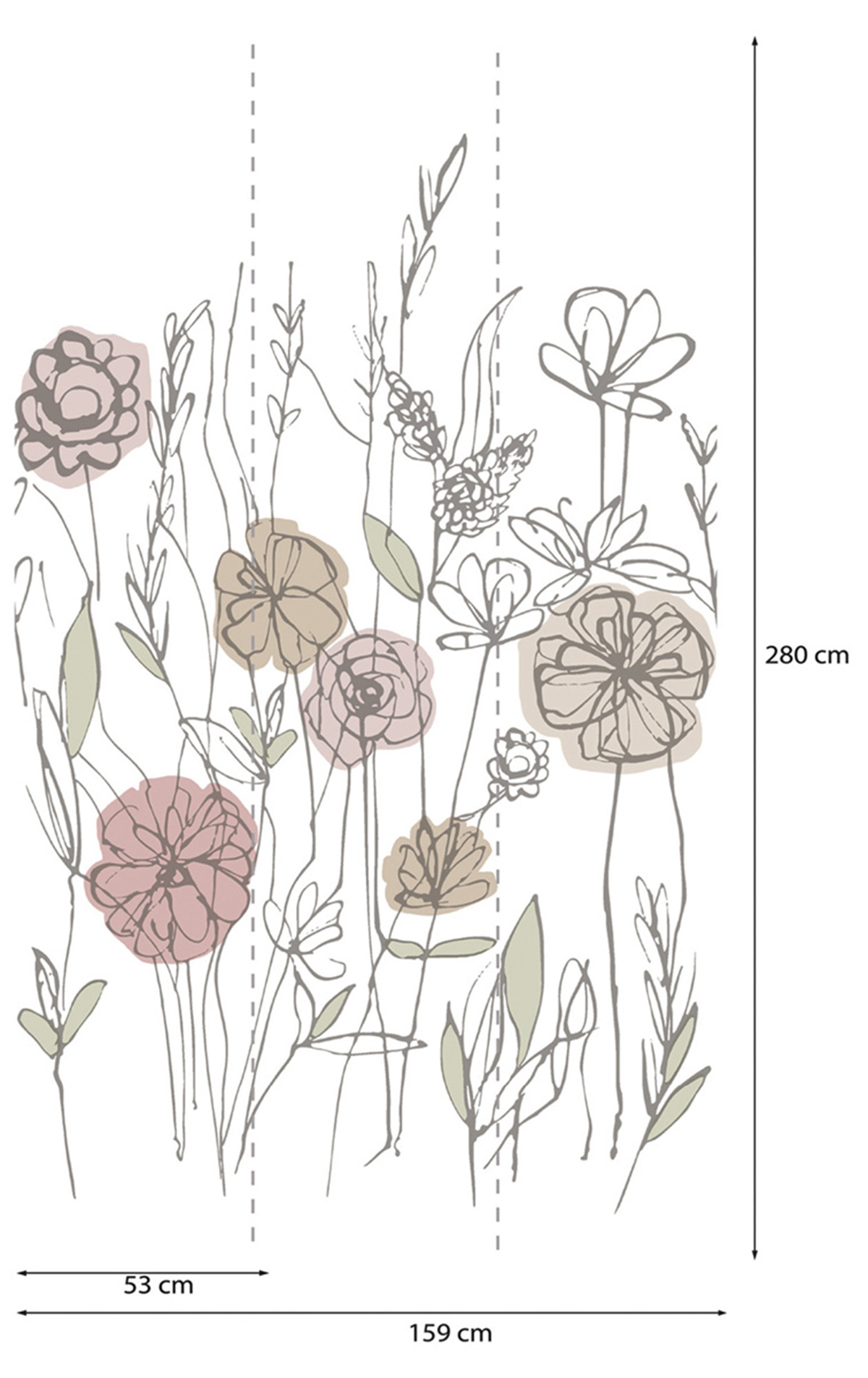 Papier peint Panoramique Poussée de Fleurs pastel - Poésie de Lutèce AMB1 | Réf. LTC-51252303