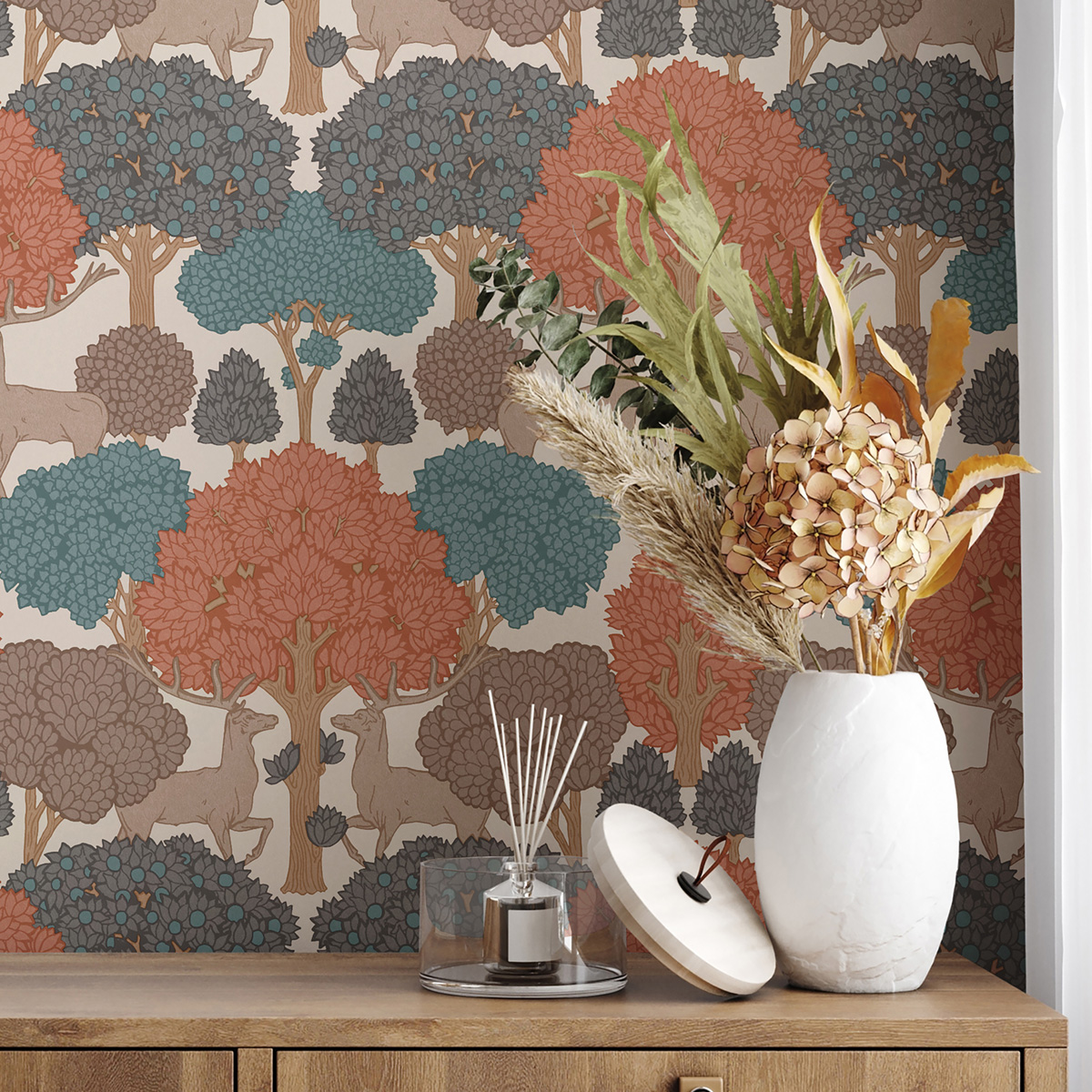 Papier peint Animaux Forest of Arden orange - Beaux Arts de Lutèce AMB2| Réf. LTC-M1851