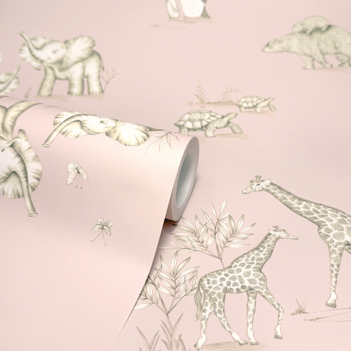 Papier peint Animaux Éléphant Safari rose - Imagine de Lutèce ROLL | Réf. LTC-DL27552