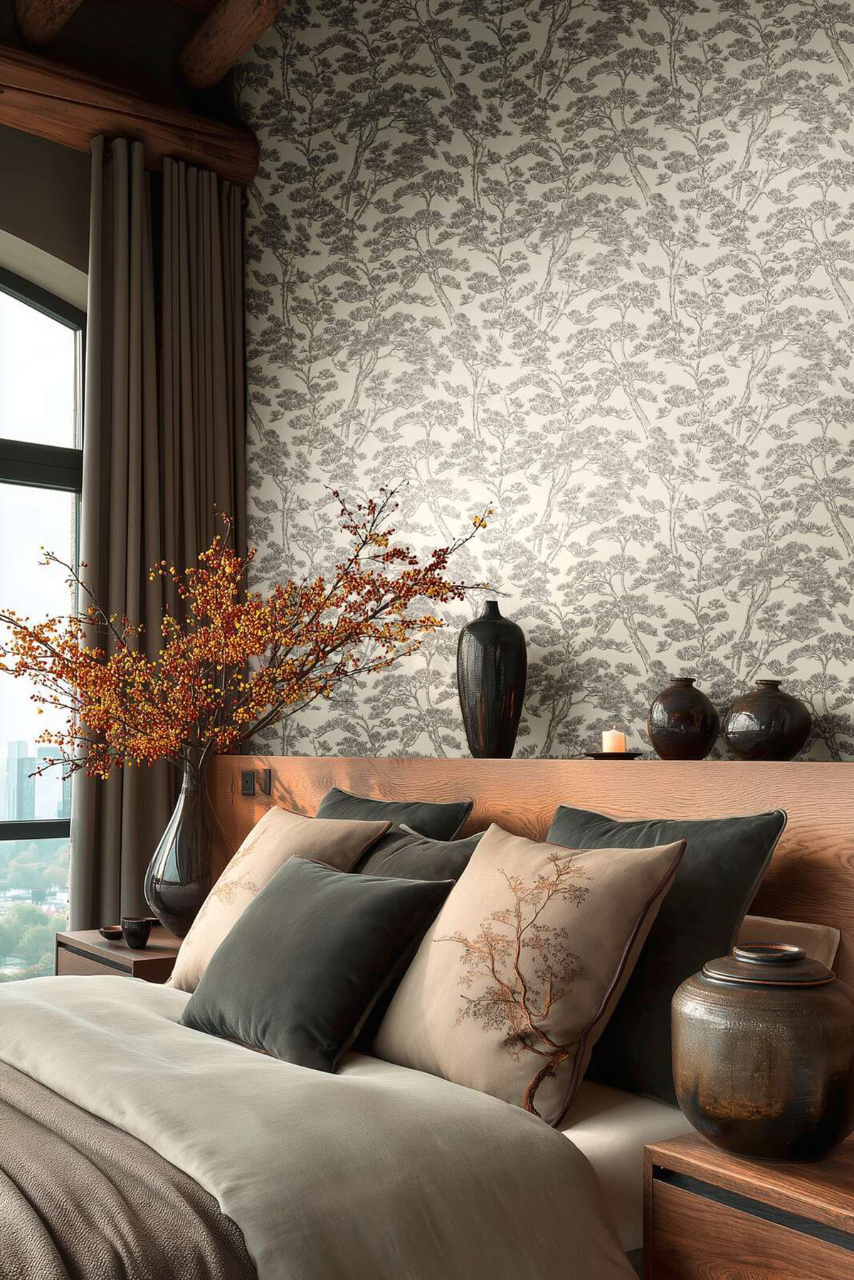 Papier peint Japonais Naturel Pins gris - Vibes & Styles d'A.S. Création | Réf. AS-790015