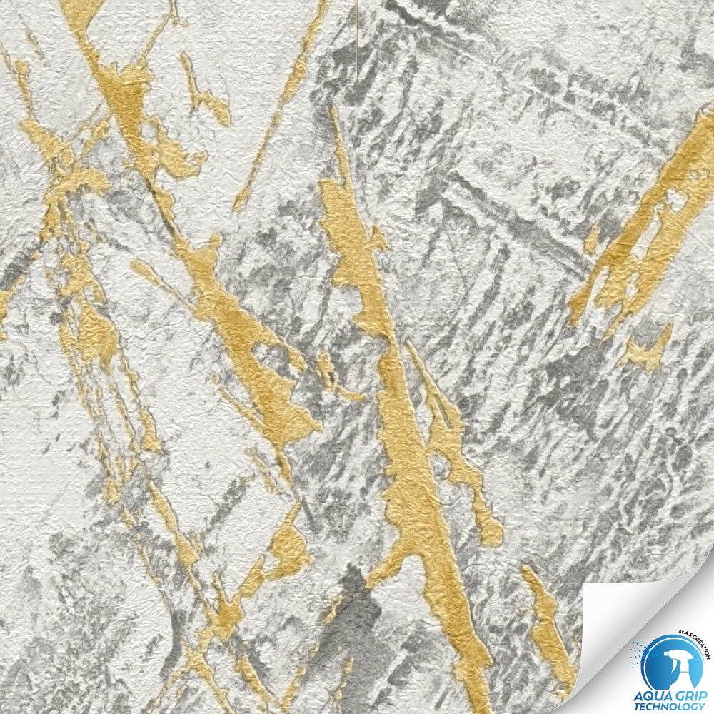 Papier peint préencollé Marbre Matière Arts gris doré - Designdrop d'A.S. Création ZOOM | Réf. AS-784581