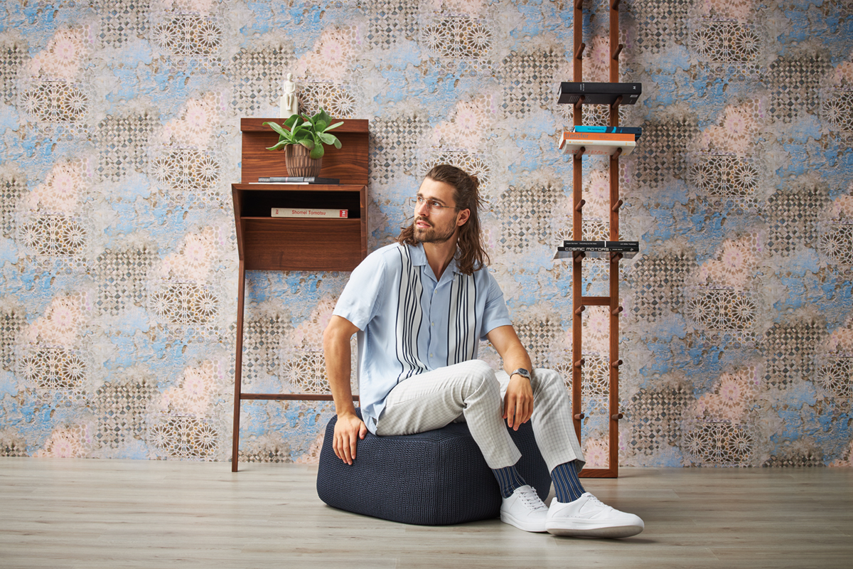 Papier peint Carreaux de Ciment Gaudi bleu - Metropolitan Stories 2 d'AS Création | AMB Réf. SP15480