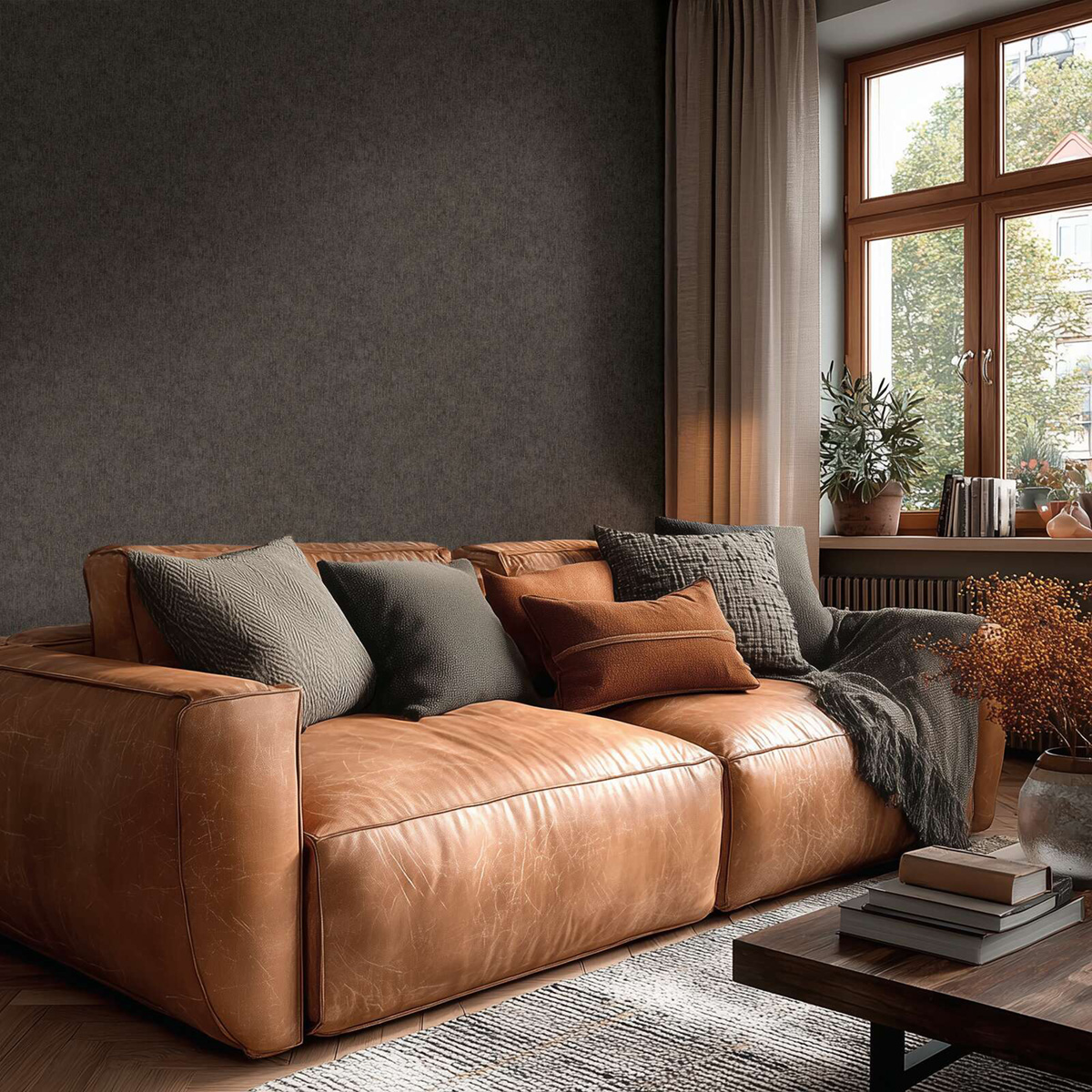 Papier peint Faux Uni Texturé anthracite doré - Vibes & Styles d'A.S. Création AMB2| Réf. AS-792017