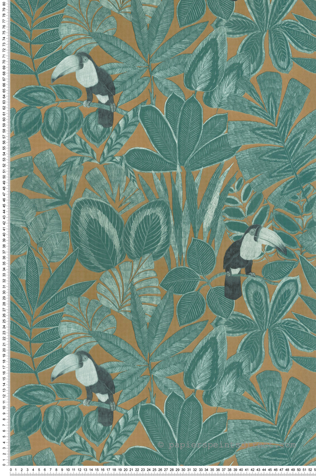 Papier peint Toucan Rio vert ocre - Green & Co de Casélio | Réf. GCO103922754