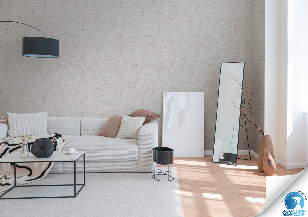 Papier peint préencollé Béton gris argent - Designdrop d'A.S. Création AMB2 | Réf. AS-784961