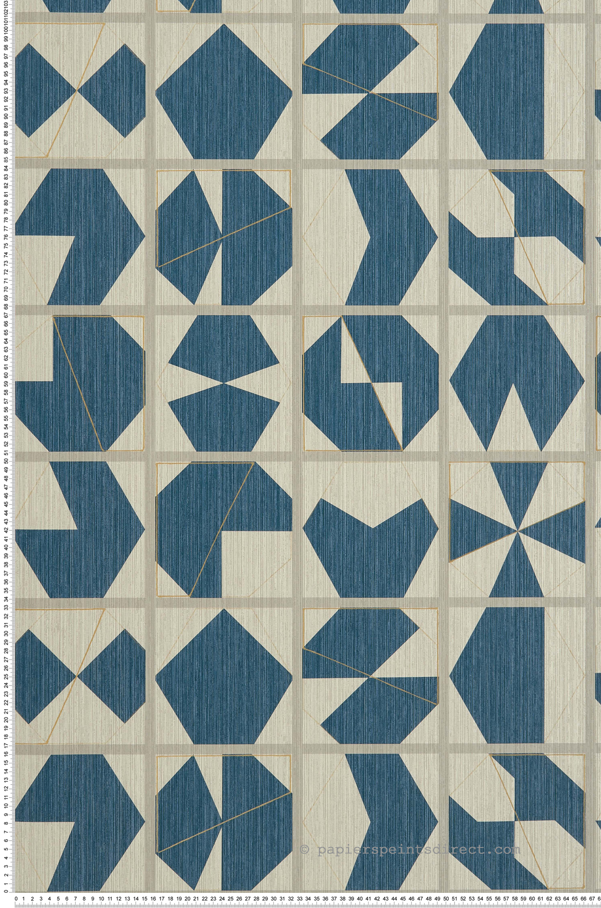Papier peint Mosaïque Géométrique bleu - Kanoko d'Osborne & Little | Réf. OBS-W7557-03