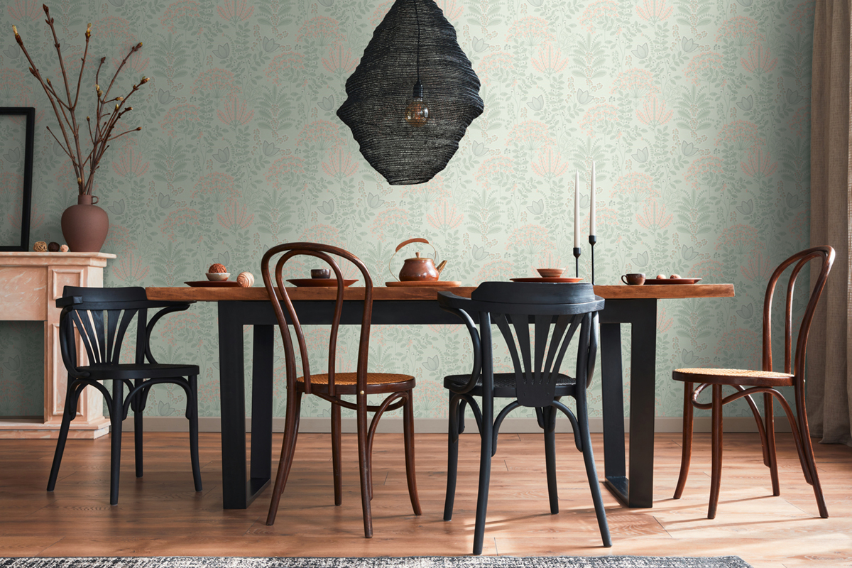 Papier peint Fleurs Enfantin Achillae vert - Famous Garden d'A.S. Création | Réf. AS-393493