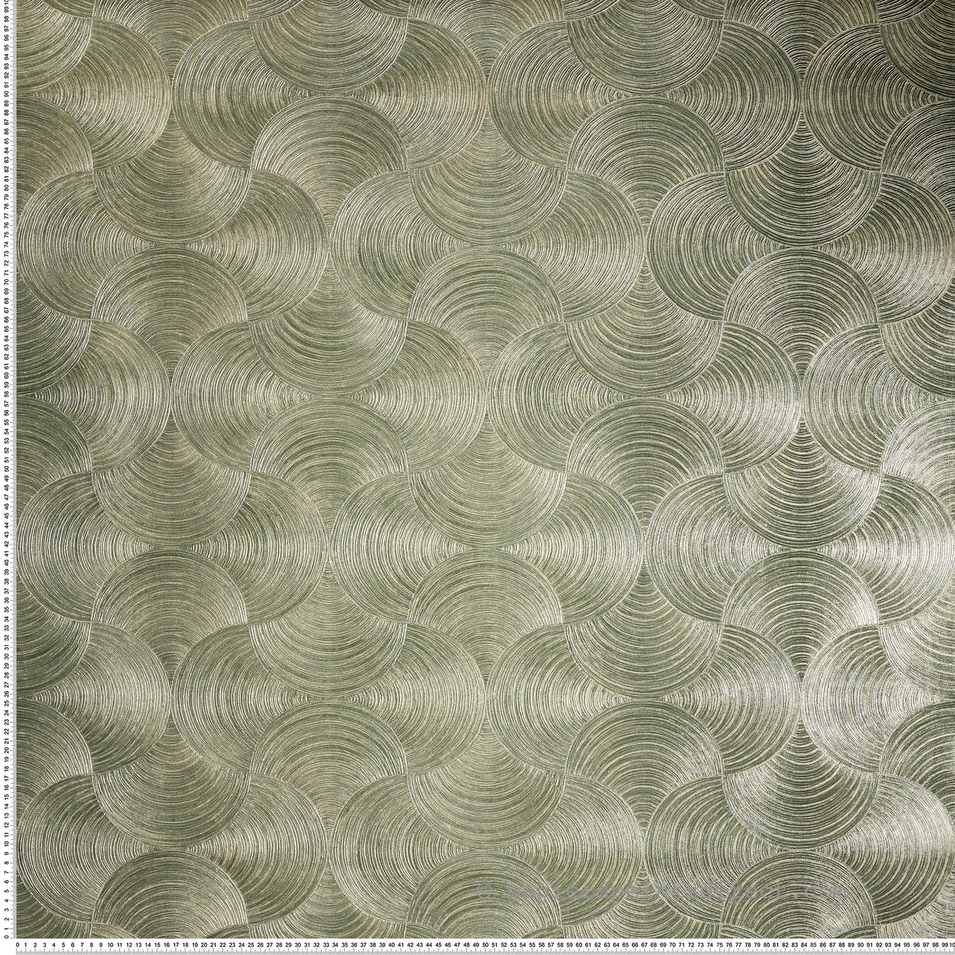 Papier peint Éventail Art Déco Aphélie vert métallisé - Magnitude de Casamance | Réf. CAS-76620202