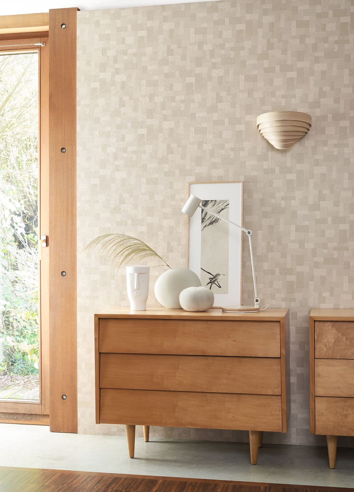 Papier peint Scandinave Géométrique grège - Woods de Casadéco | Réf. WOOD86071409