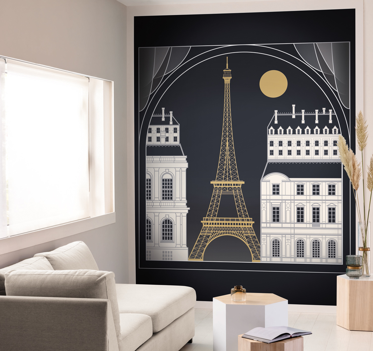 Papier peint Panoramique Tour Eiffel Paris BY NIGHT - Scarlett de Casélio | Réf. SRL100529899