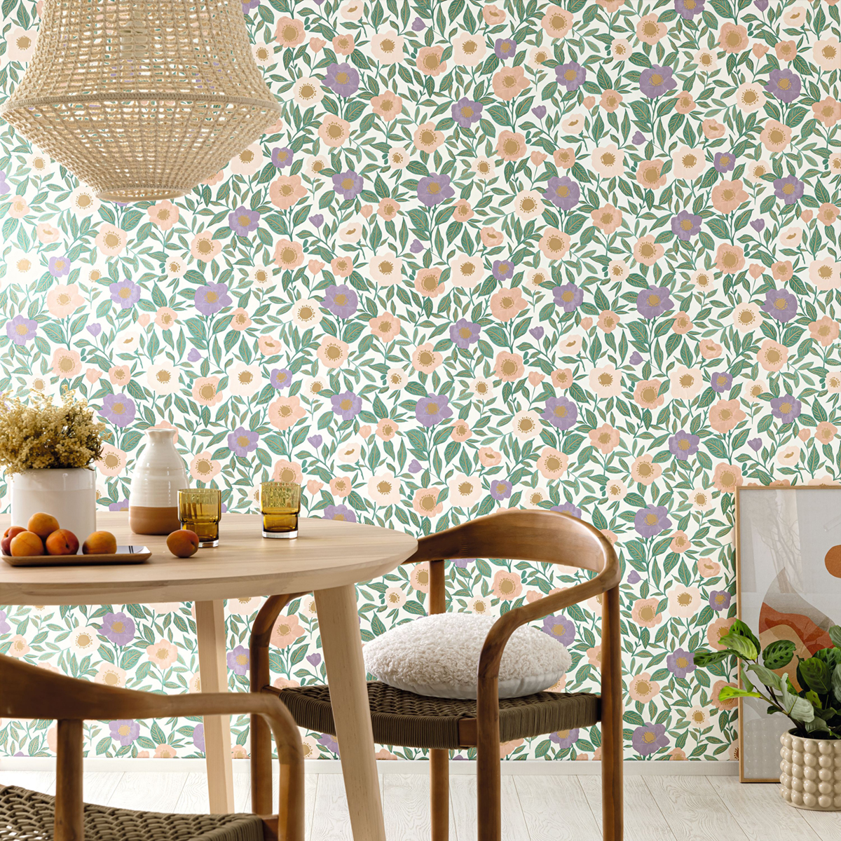 Papier peint Fleur Graphique Lucky rose violet mordoré - Happy Therapy de Casélio | Réf. HTH104070721