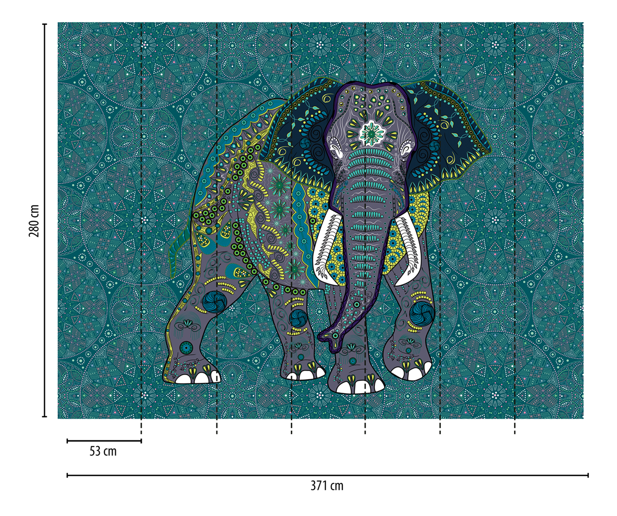 Papier peint panoramique Elephant Mandala - The Wall d'A.S. Création | Réf. AS-382621