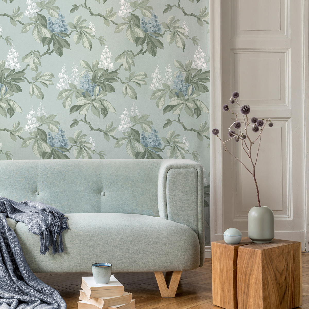 Papier peint Floral Chestnut Vintage bleu clair - Beaux Arts de Lutèce AMB1| Réf. LTC-M1819