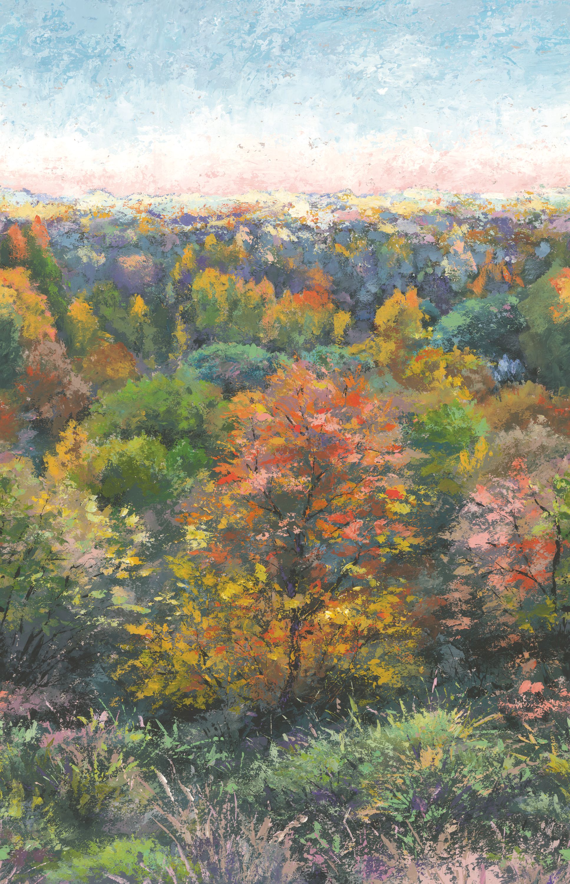 Papier peint panoramique Forêt Indian Summer L jaune orangé 200x310 - Wonderwalls de Casadéco | Réf. WDWS88973704