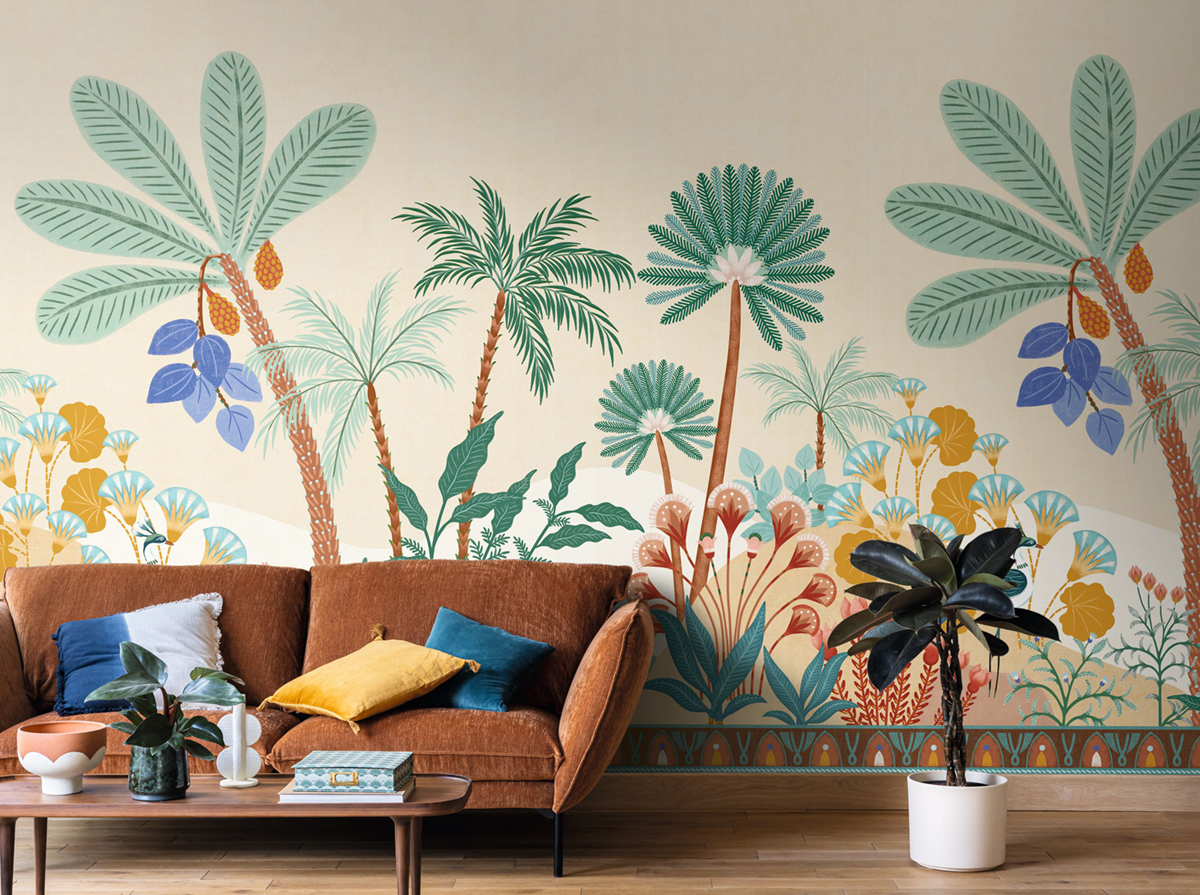 Papier peint panoramique Palmier Enfantin Lovely Trip Multicouleurs L 300X310 - Pimp My Wall de Casélio | Réf. PMW104693409