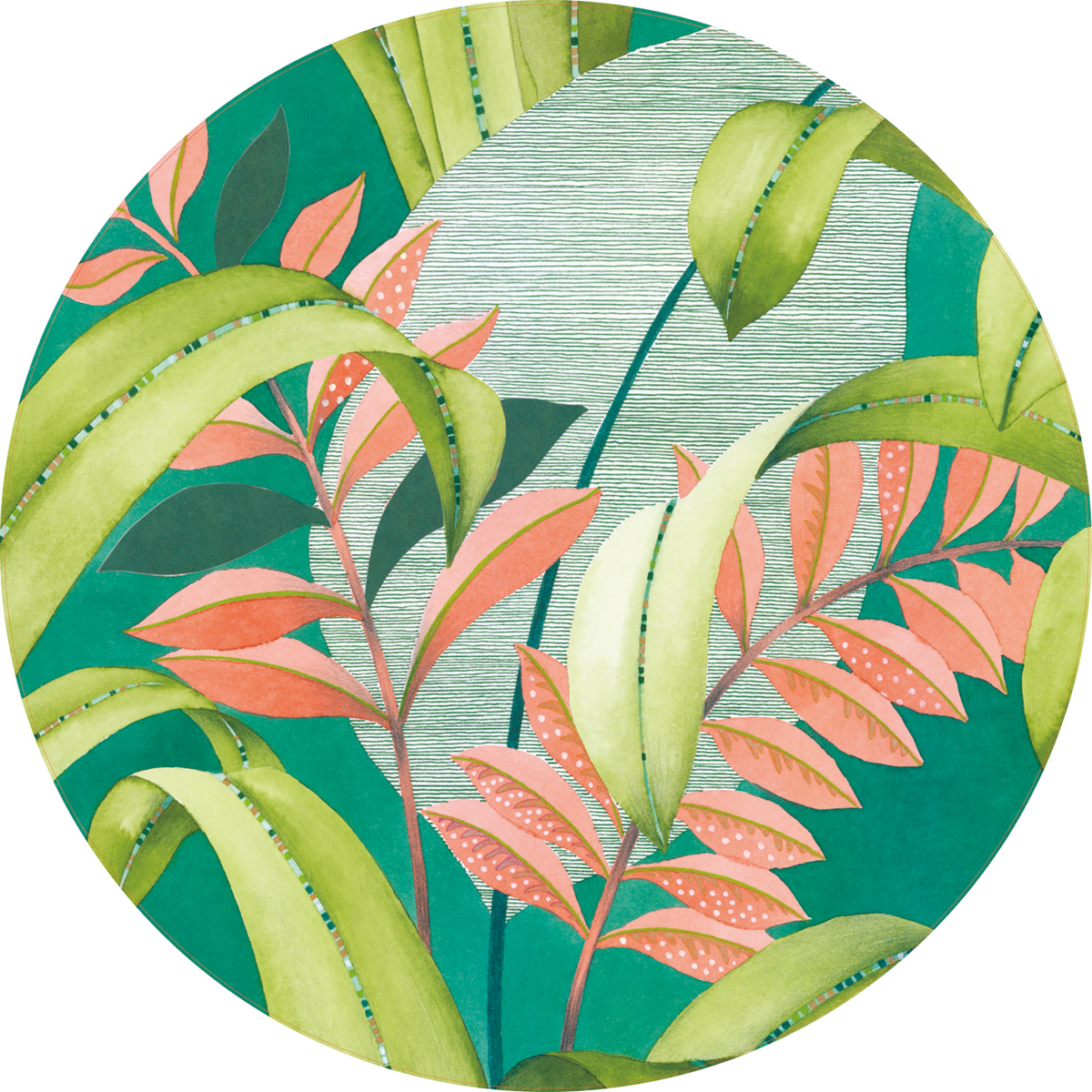 Papier peint Feuillage Panoramique Botanica circle vert - Beauty Full Image de Casadéco | Réf. BFIM84817310