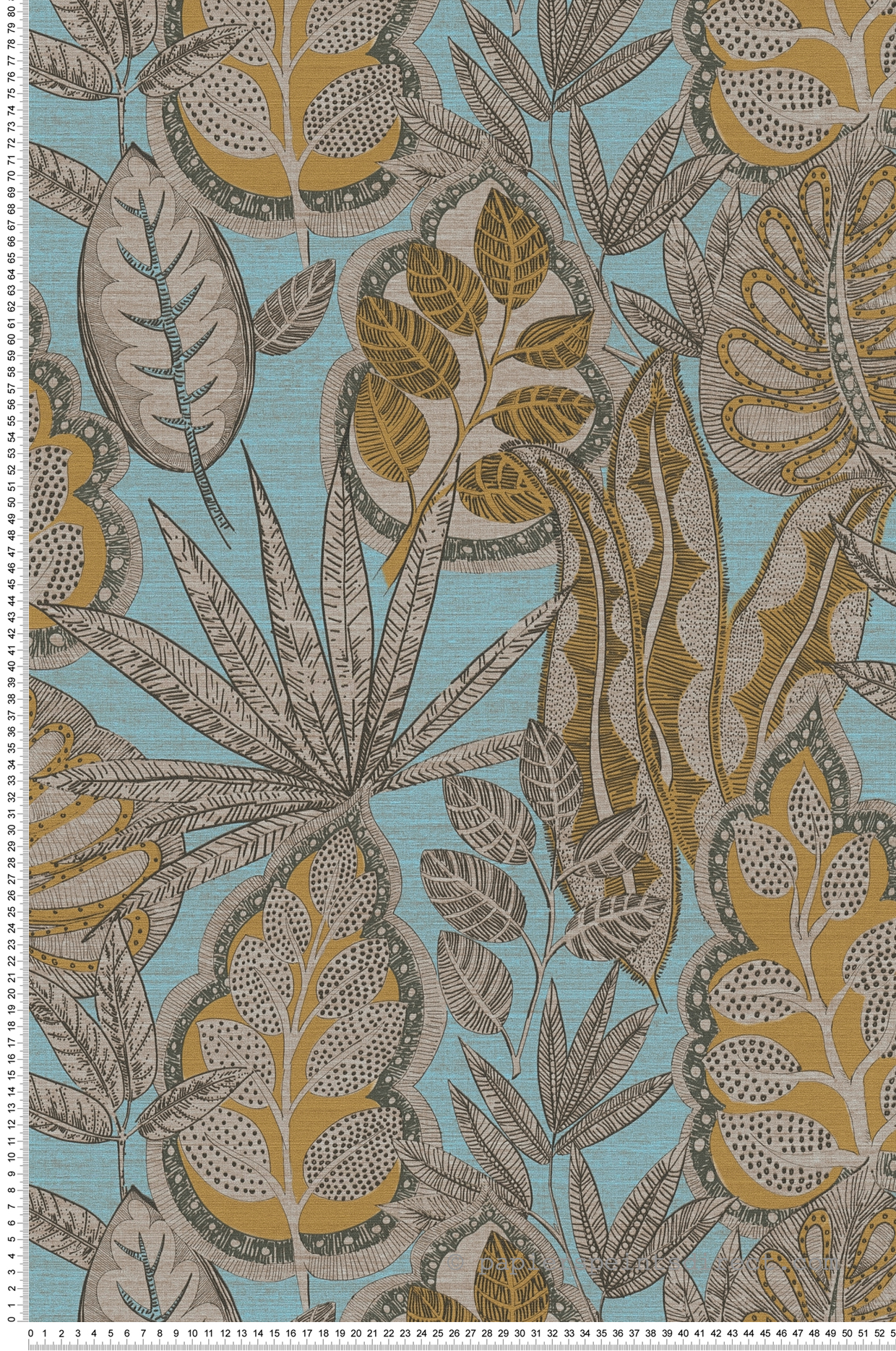 Papier peint Feuillage Symbole Indiana bleu ocre - Famous Garden d'A.S. Création | Réf. AS-393464