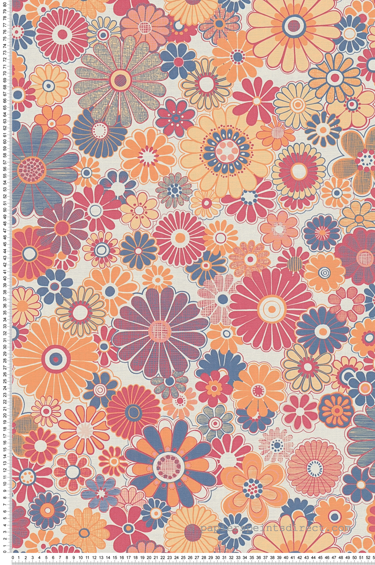Papier peint Marguerite Vintage bordeaux orange - Retro Chic d'A.S. Création | Réf. AS-395354