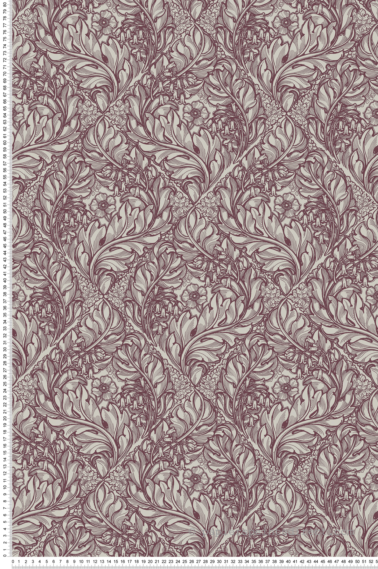 Papier peint Losange Fleuri prune - The Wall Llewelyn-Bowen de Lutèce | Réf. LTC-LB25109