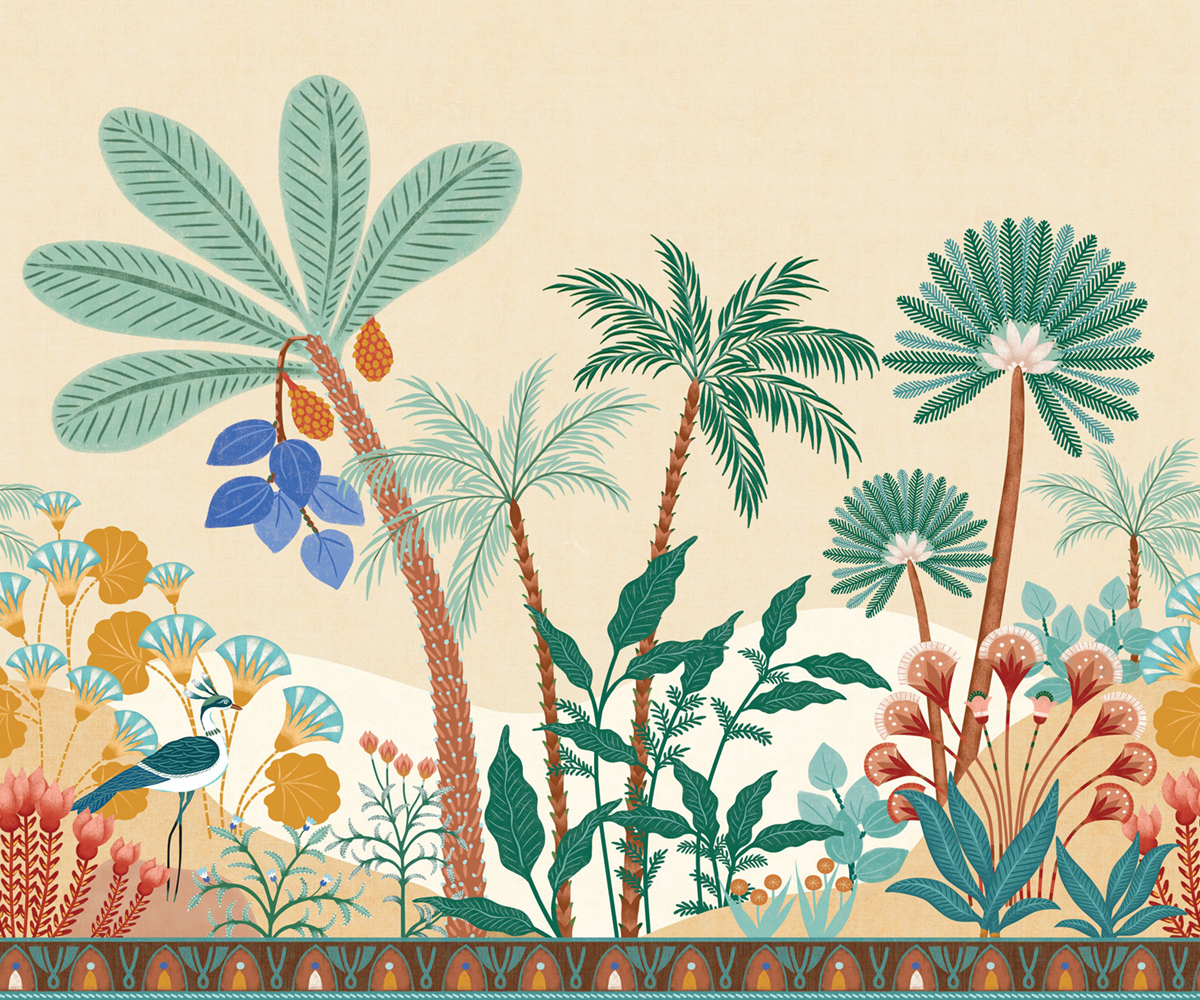 Papier peint panoramique Palmier Enfantin Lovely Trip multicouleurs S 300X250 - Pimp My Wall de Casélio | Réf. PMW104693407
