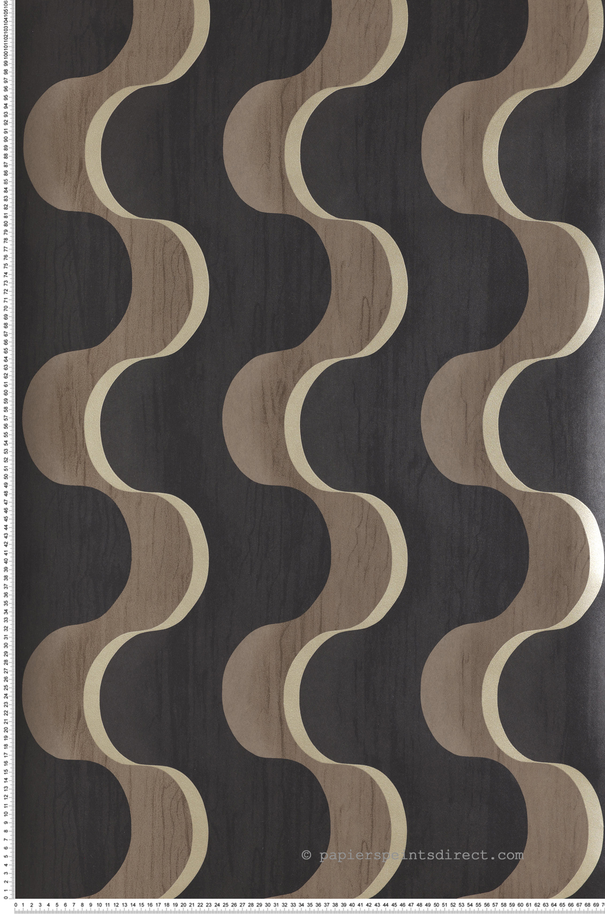 Papier peint Vague Graphique Flow marron métallisé - Rhapsody de Masureel | Réf. MAS-RHA102