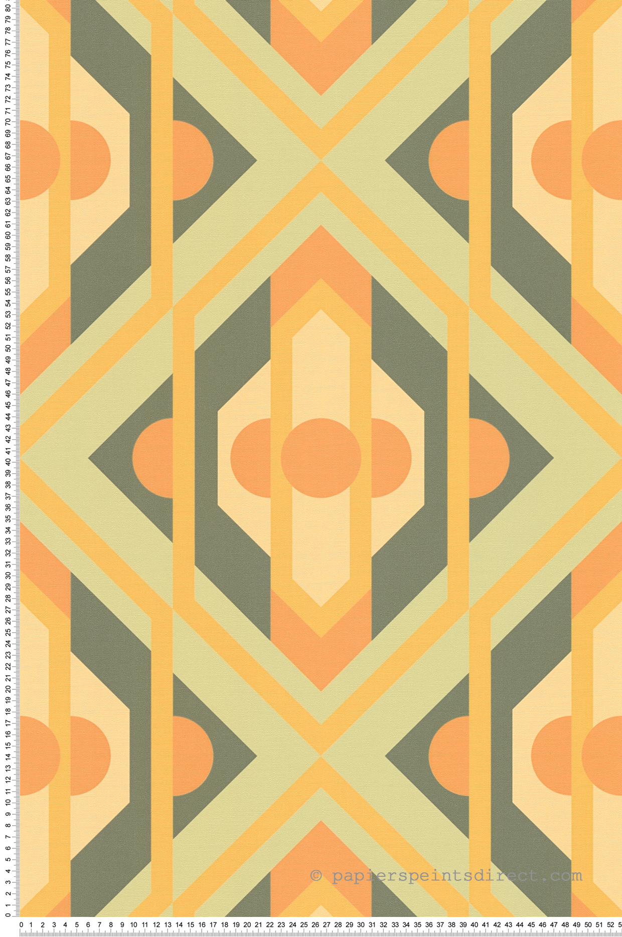 Papier peint Géométrique Vintage vert moutarde - Retro Chic d'A.S. Création | Réf. AS-395312