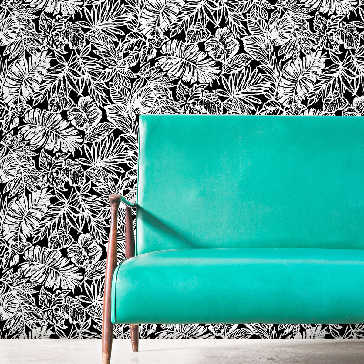 Papier peint adhésif Feuillages Batik Leaf noir - Les Adhésifs de Lutèce | Réf. LTC-RMK11439