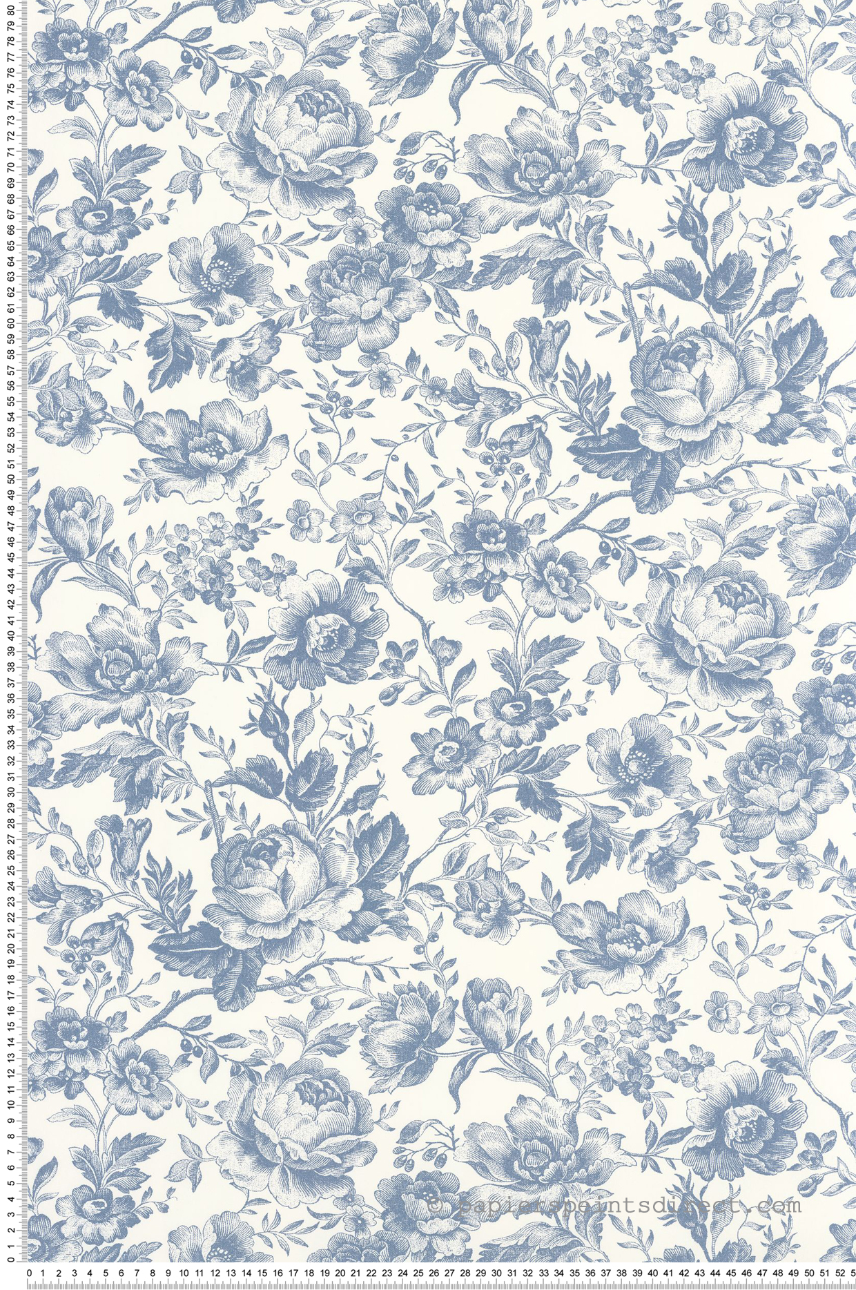 Papier peint Fleuri Celestine bleu turquin - Les Belles Toiles De Jouy 2 de Casadéco | Réf. BTJD201726505