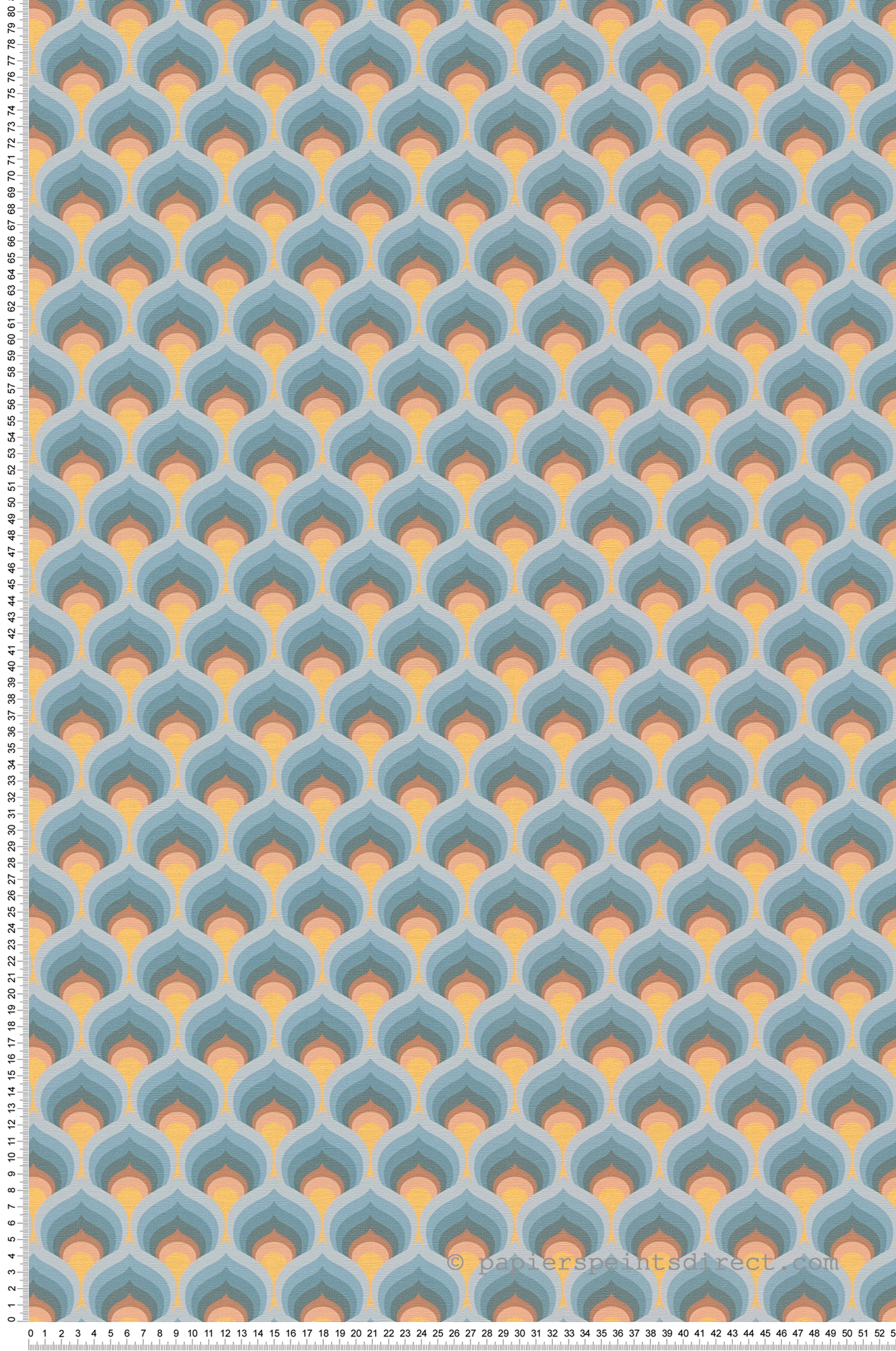 Papier peint Ecailles Vintage bleu jaune - Retro Chic d'A.S. Création | Réf. AS-395383